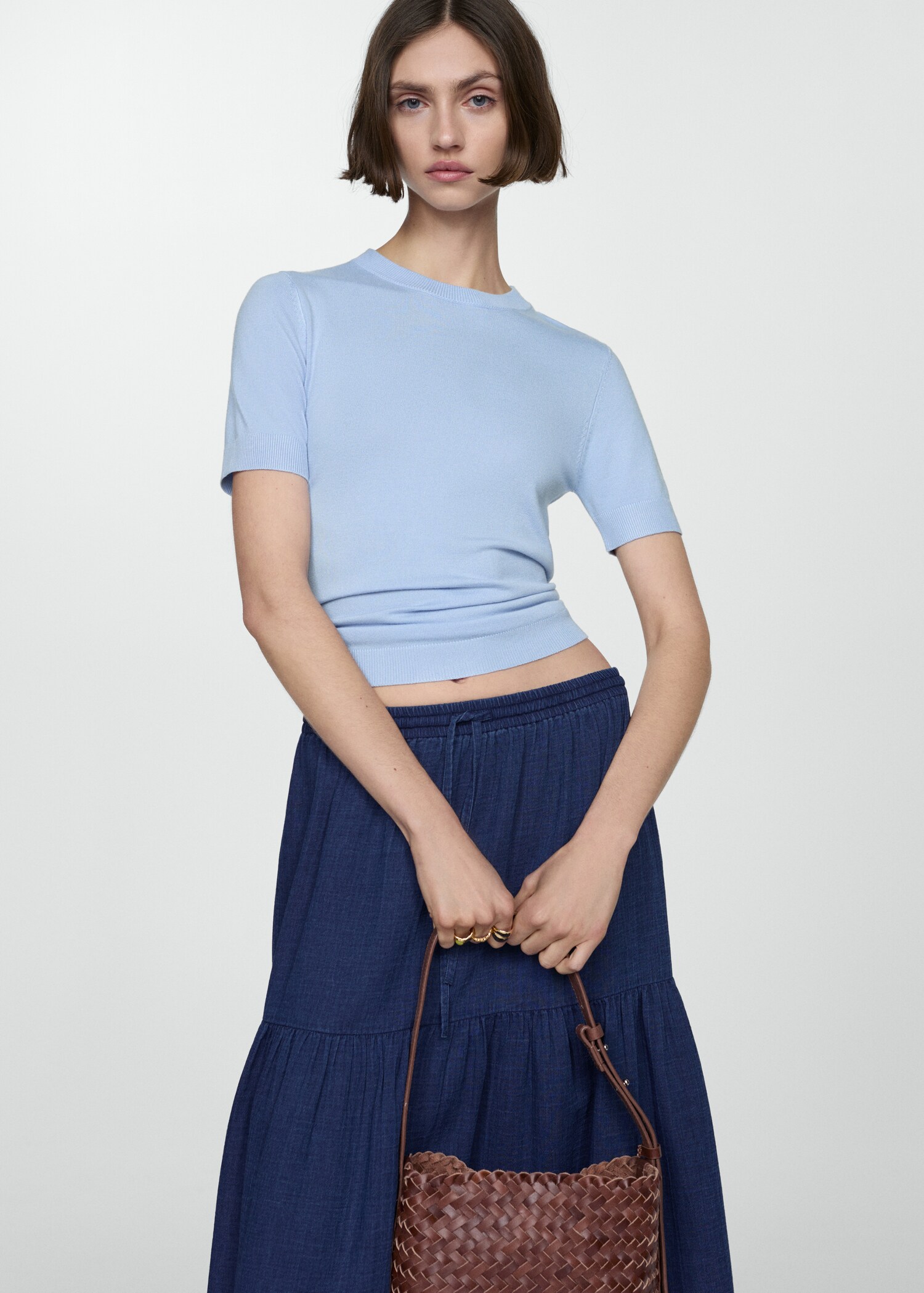 Long cotton flared skirt - Details of the article 2