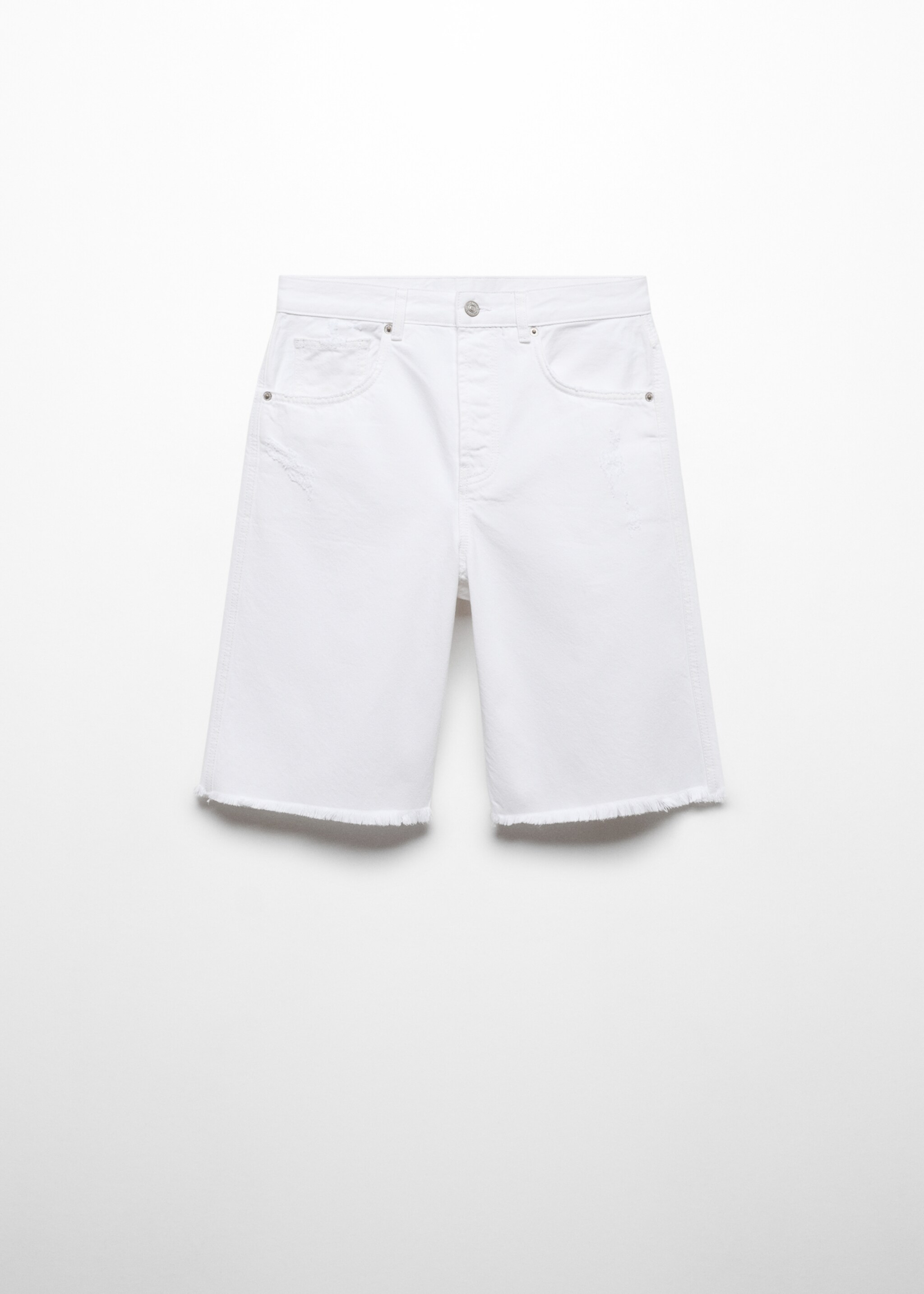 Bermuda en jean droit - Article sans modèle, Blanc. Ref: 67039043-00.