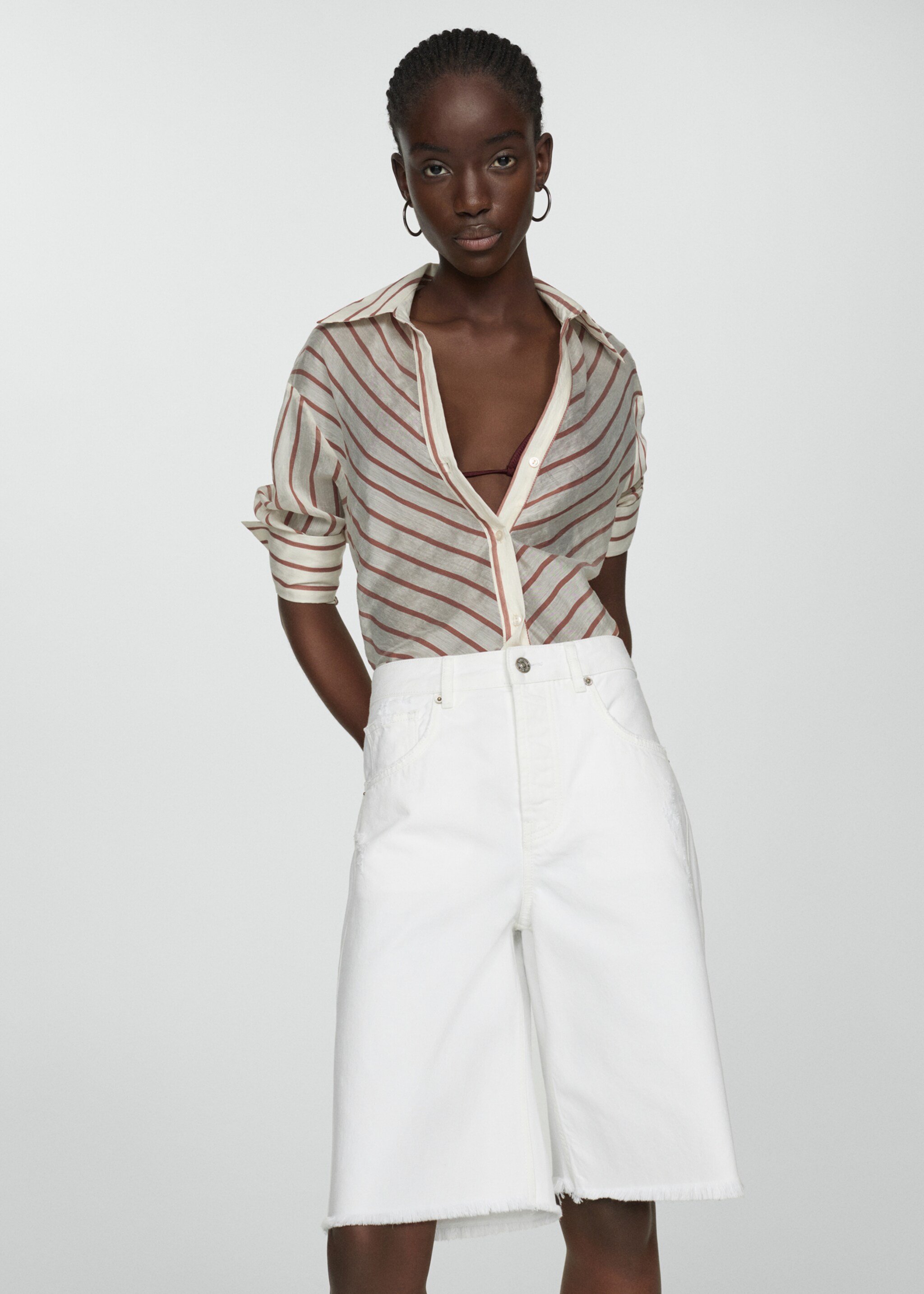 Bermuda en jean droit - Détail de l'article 1, Blanc. Ref: 67039043-00.