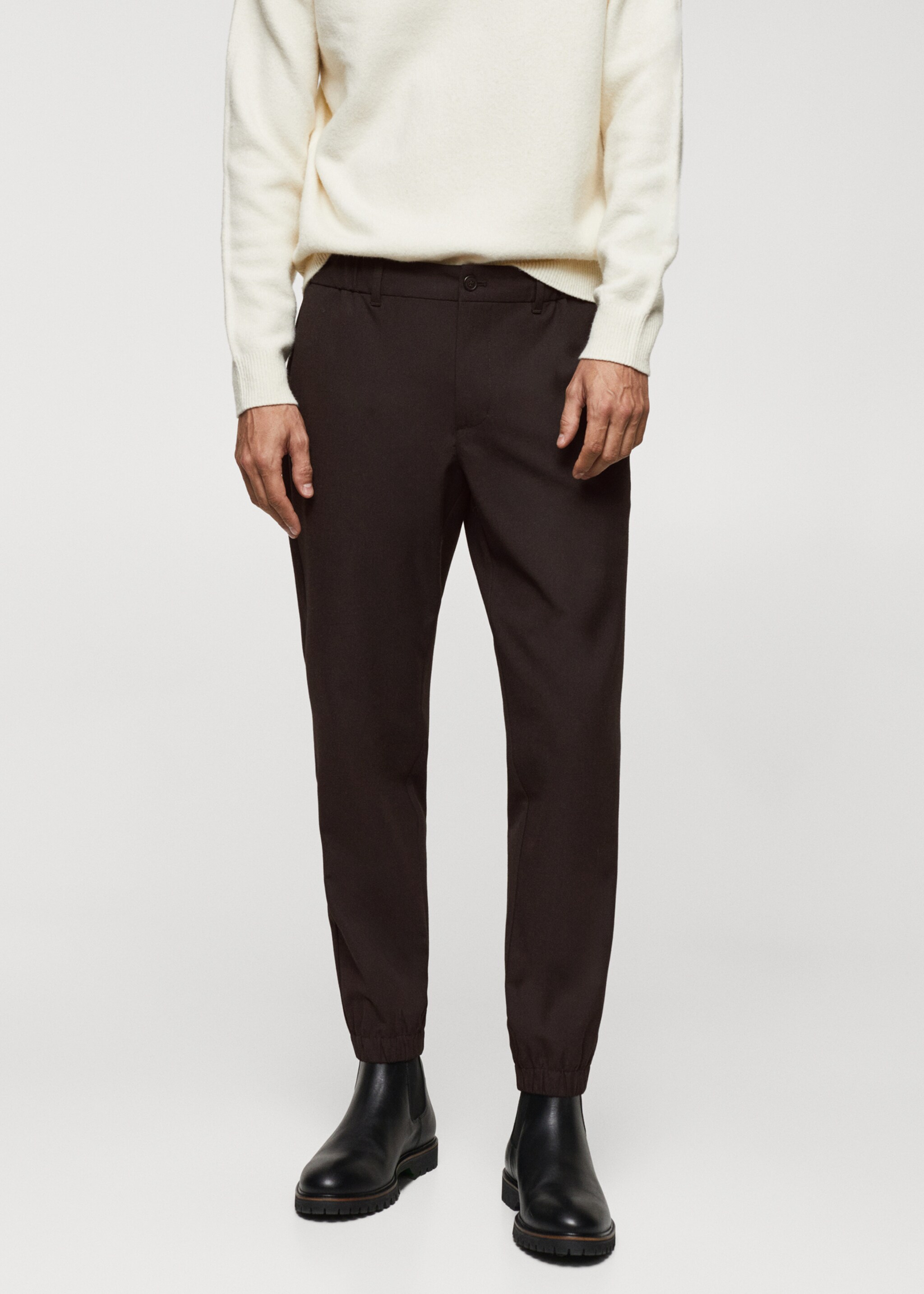 Slim-fit jogger pants with drawstring - Medium plane