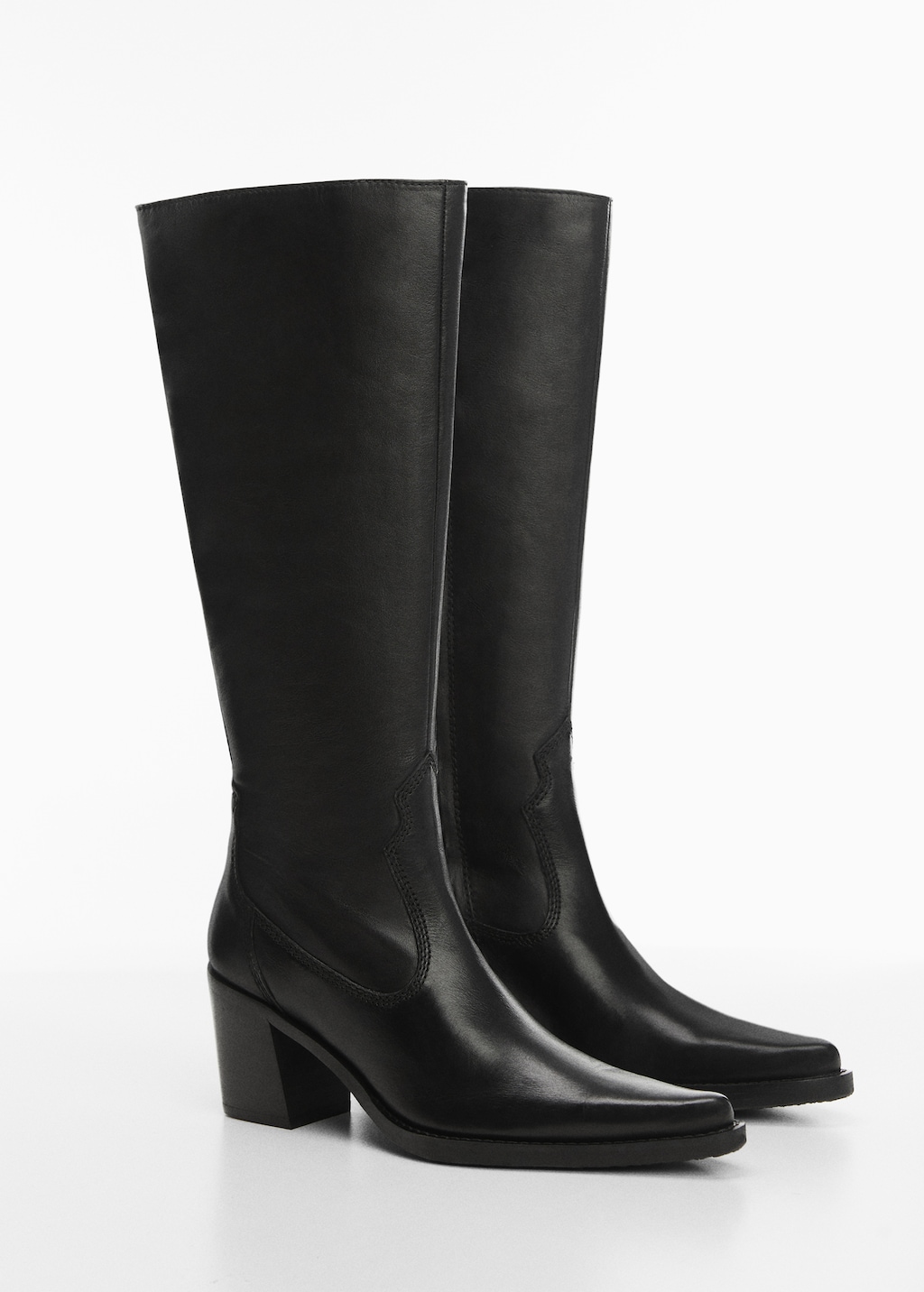 High heel leather boot