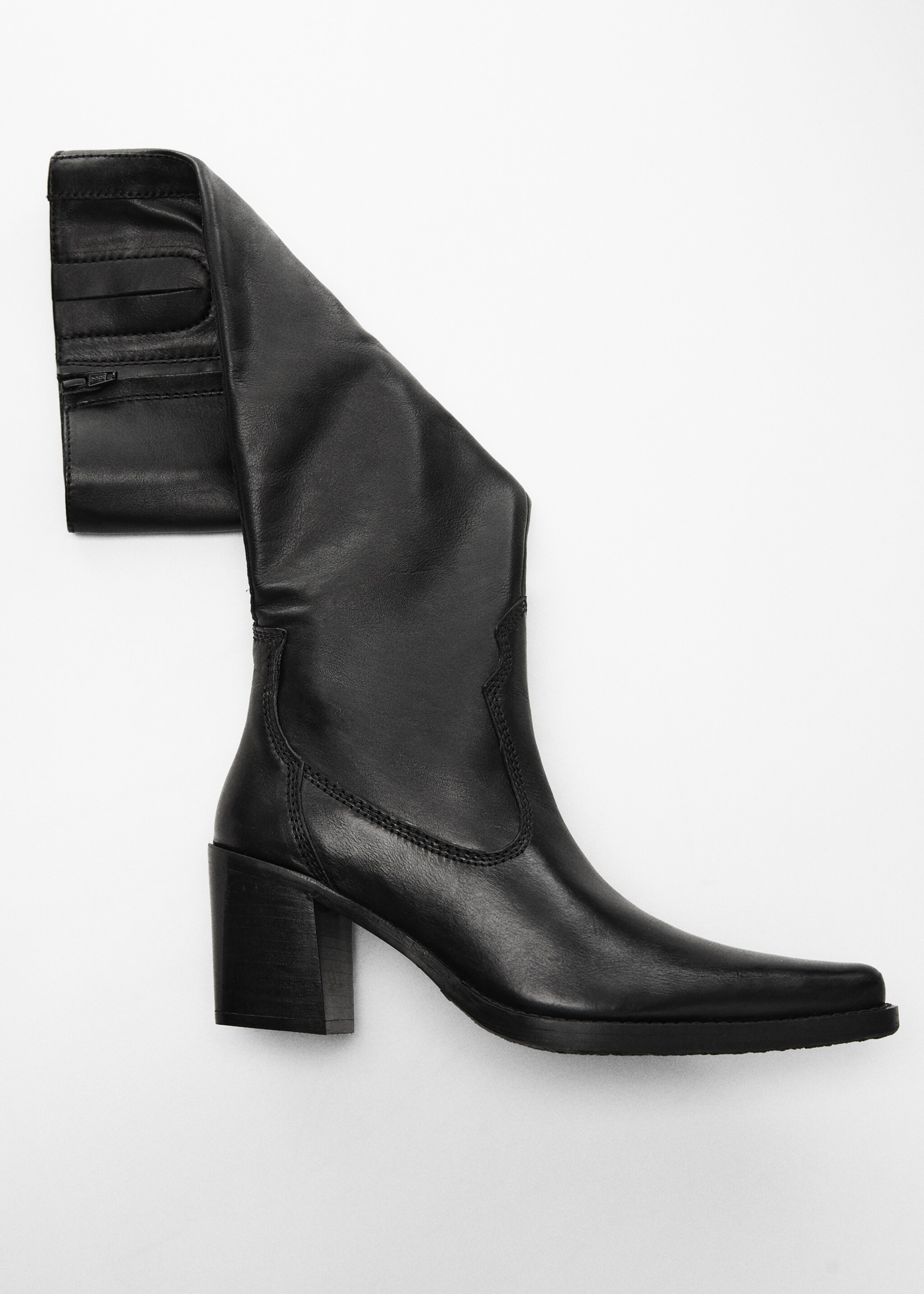 High heel leather boot - Details of the article 5, Black. Ref: 67040258-00.