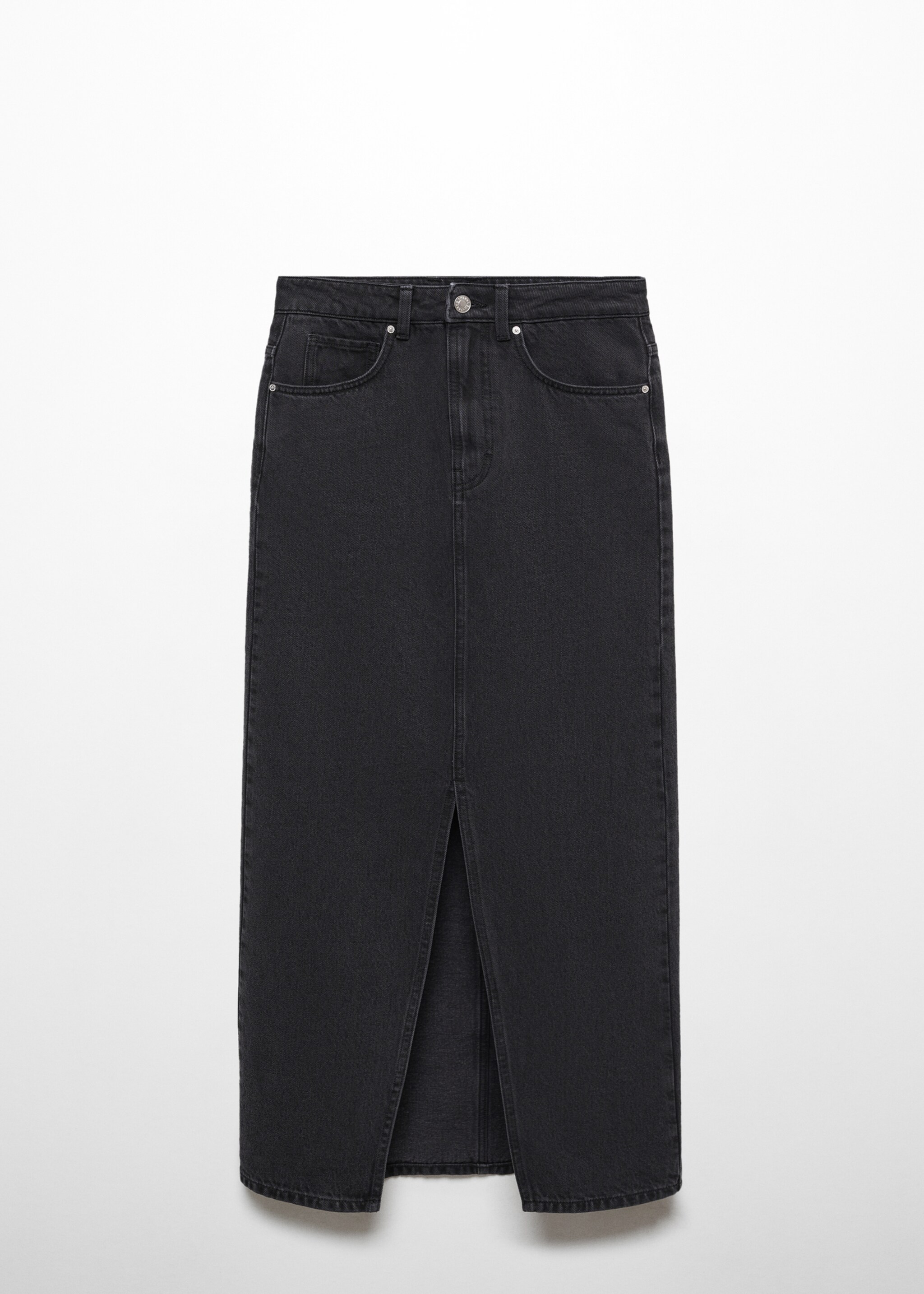 Slit denim skirt - Article without model, Black denim. Ref: 67040261-00.