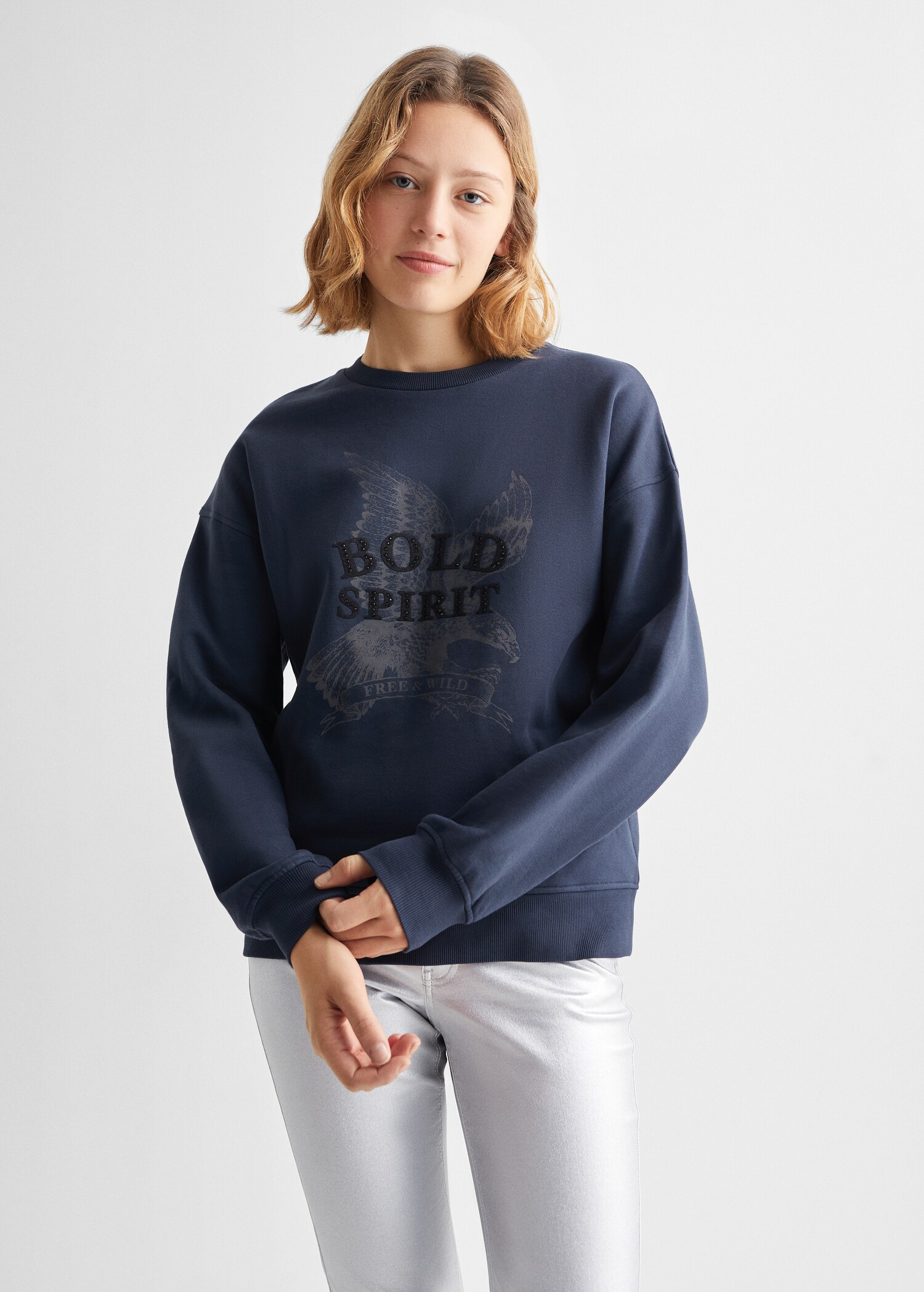 Sudadera mensaje estampado - Plano medio