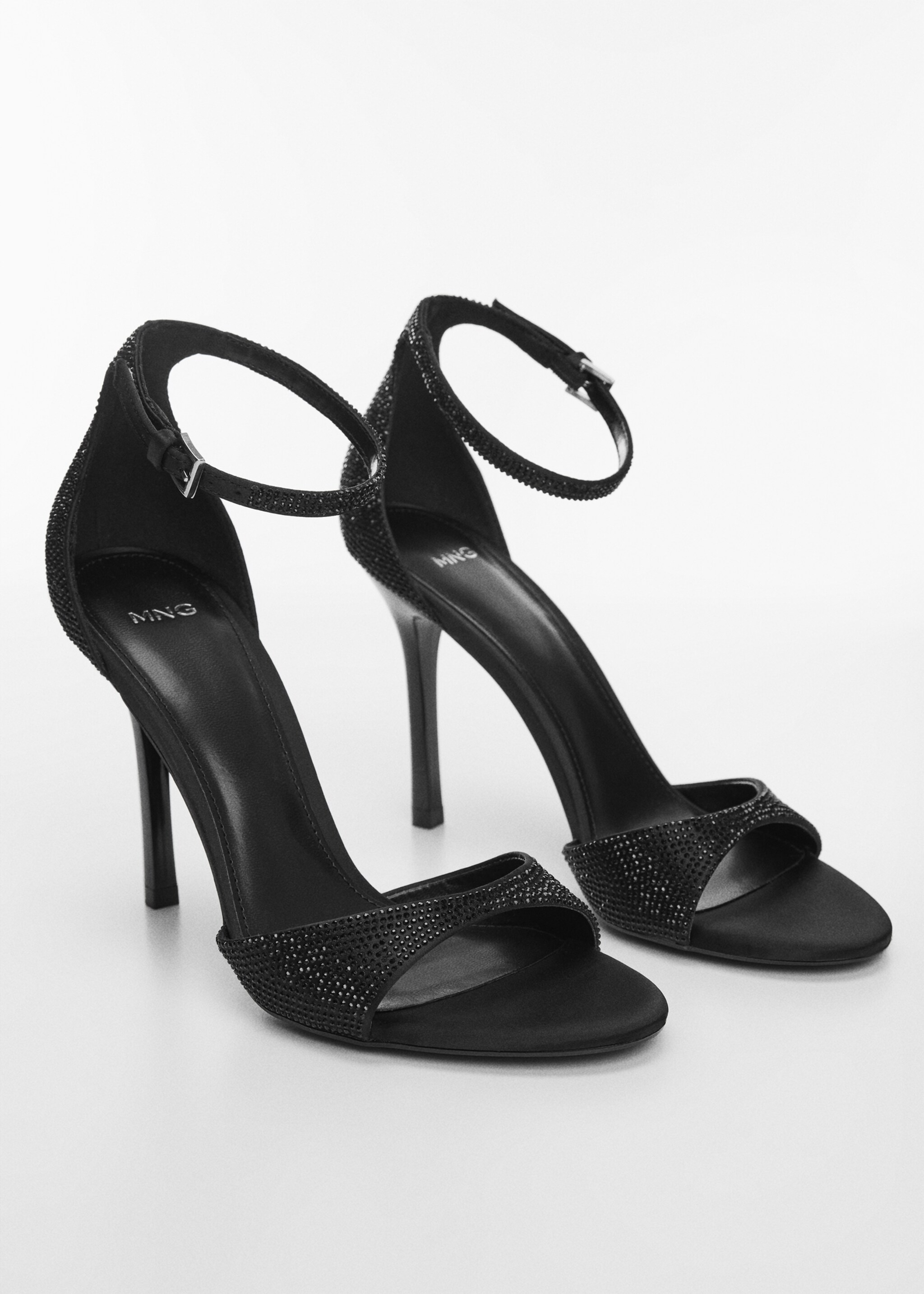 Heeled sandals with rhinestone detail - Medium plane