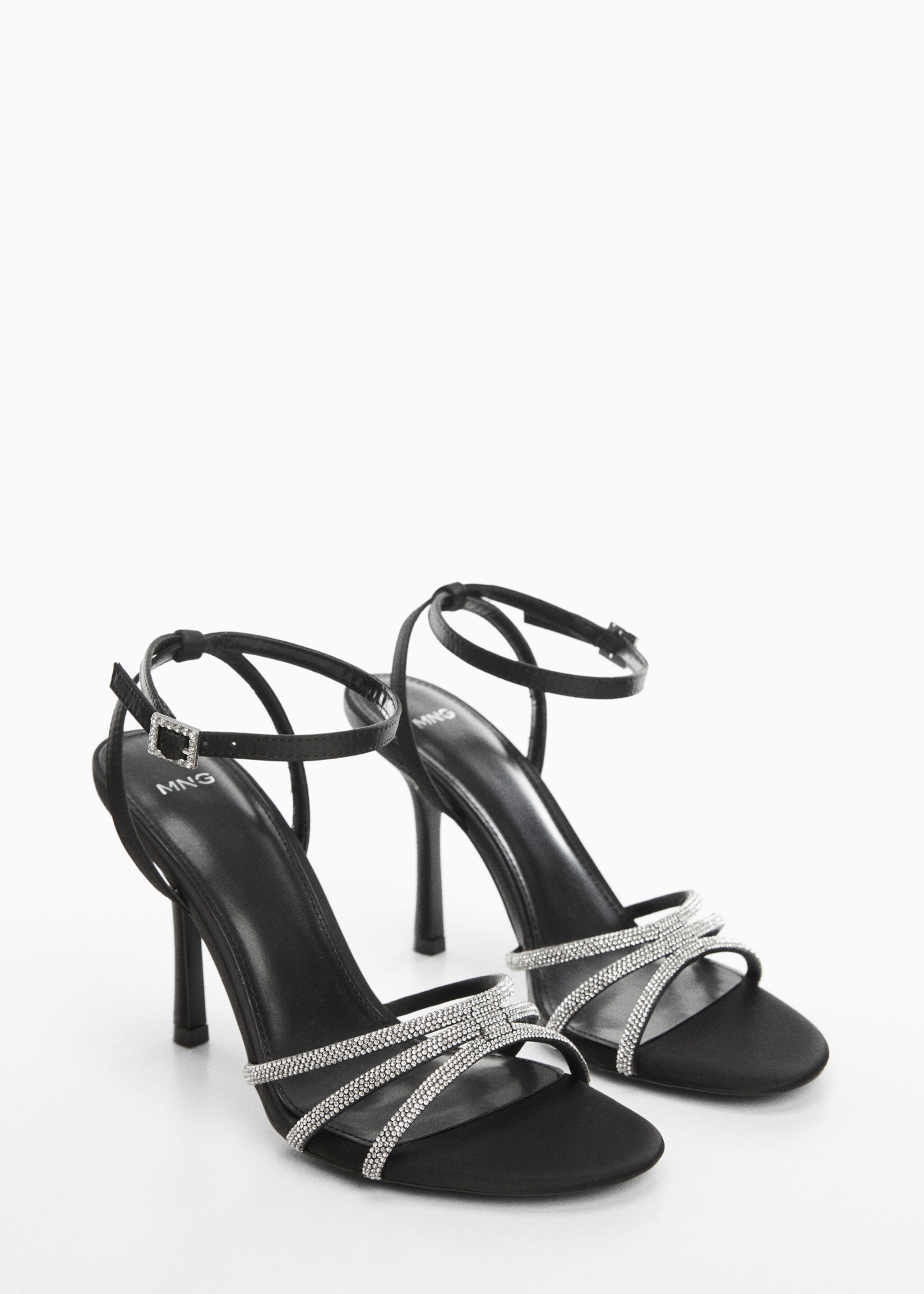 Heeled sandals with rhinestone straps - Medium plane