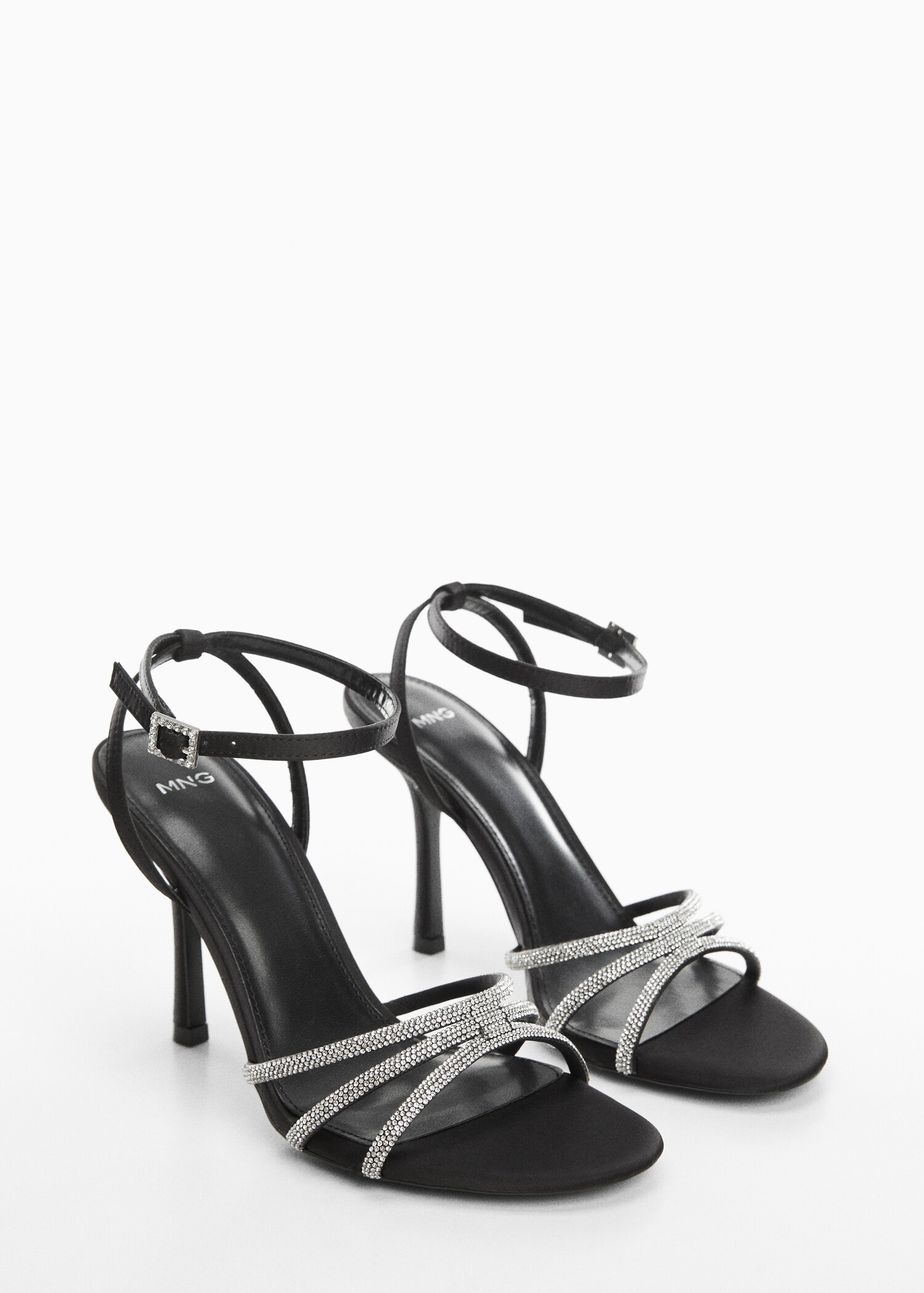 Heeled sandals with rhinestone straps - Medium plane