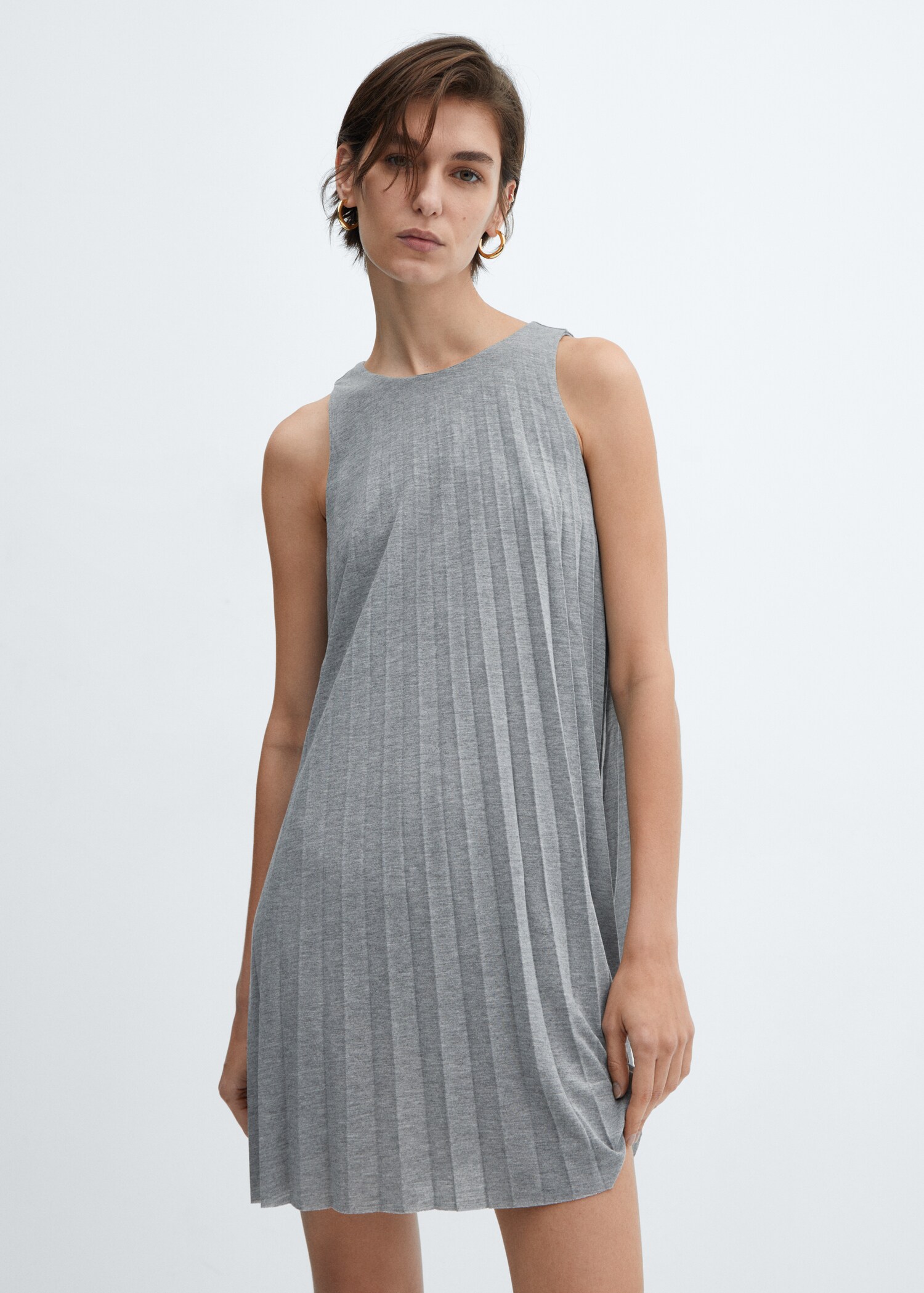 Pleated short dress - Medium plane