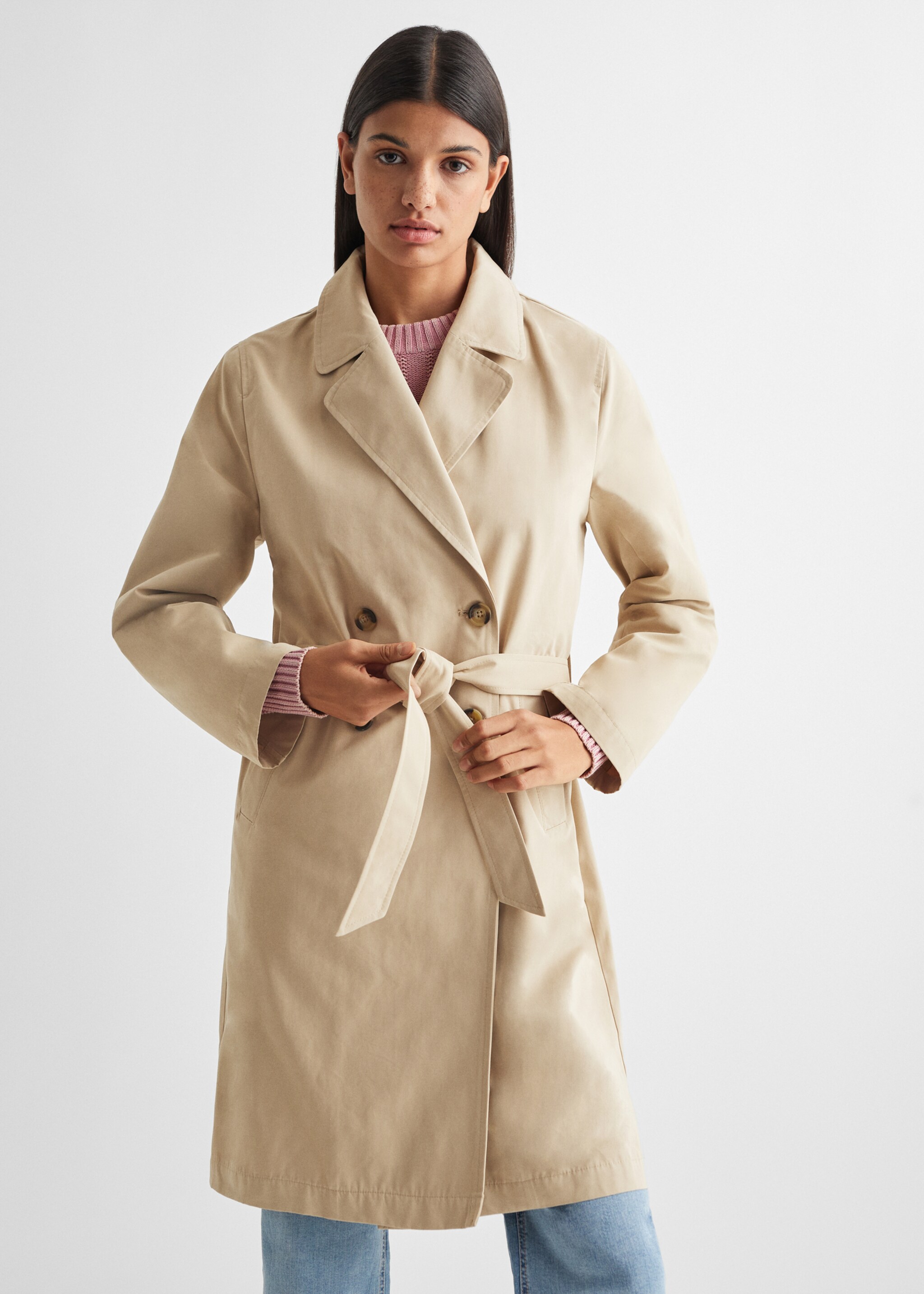 Klassieke trenchcoat met ceintuur - Middenvlak