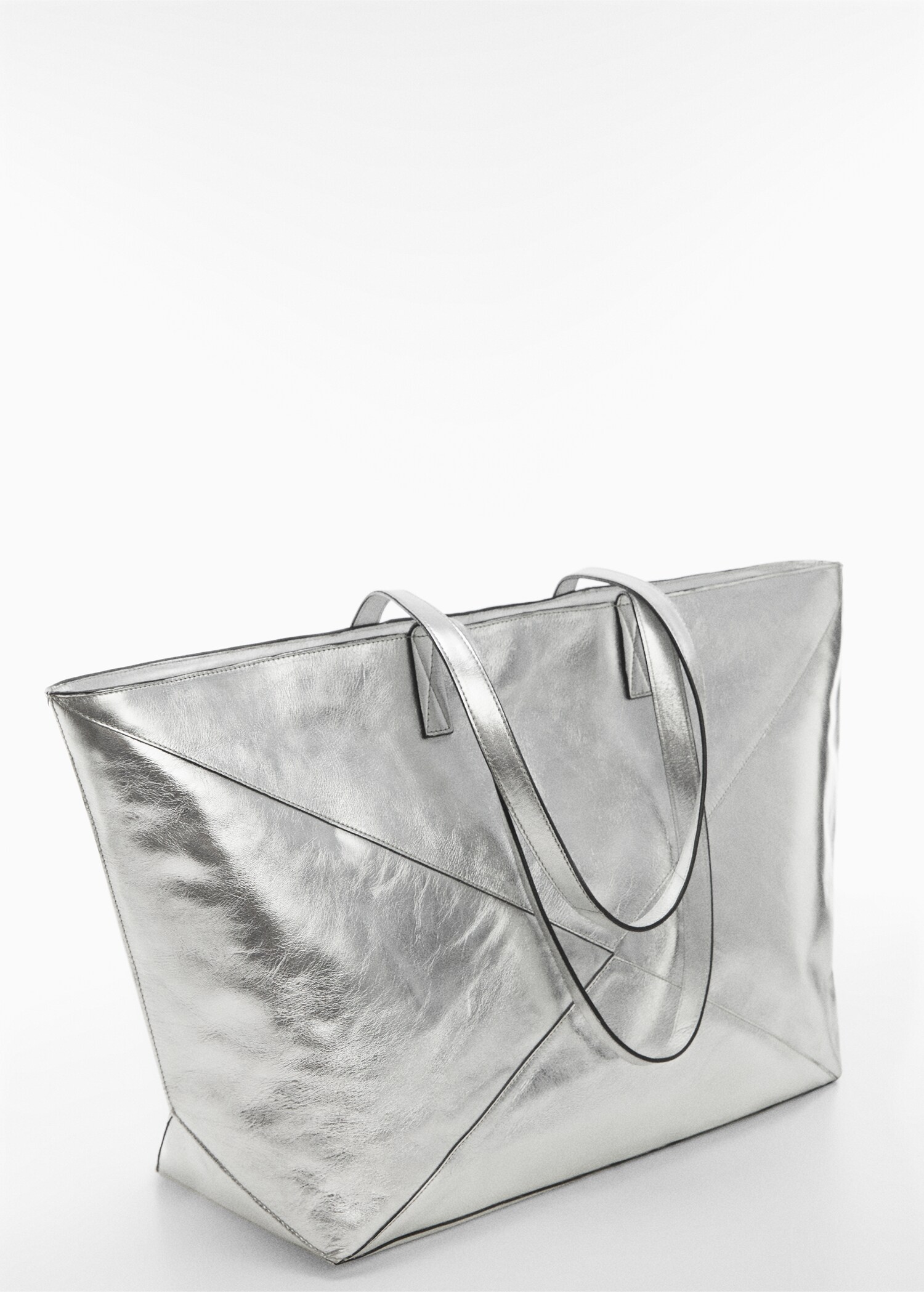 Leather shopper bag - Medium plane