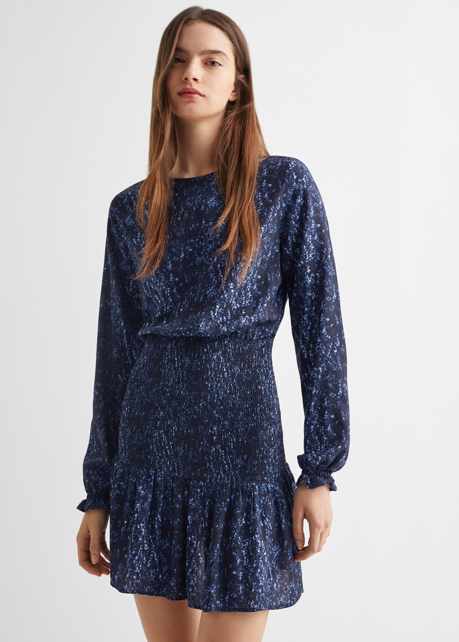 Gekräuseltes Printkleid - Mittlere Ansicht