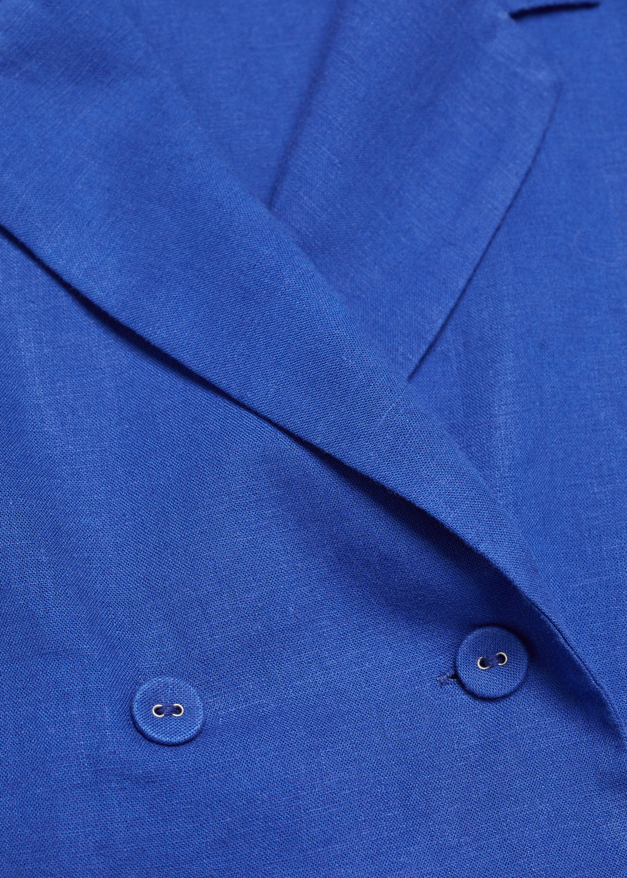 Short sleeve linen-blend shirt - Details of the article 8, Blue. Ref: 67040403-00.