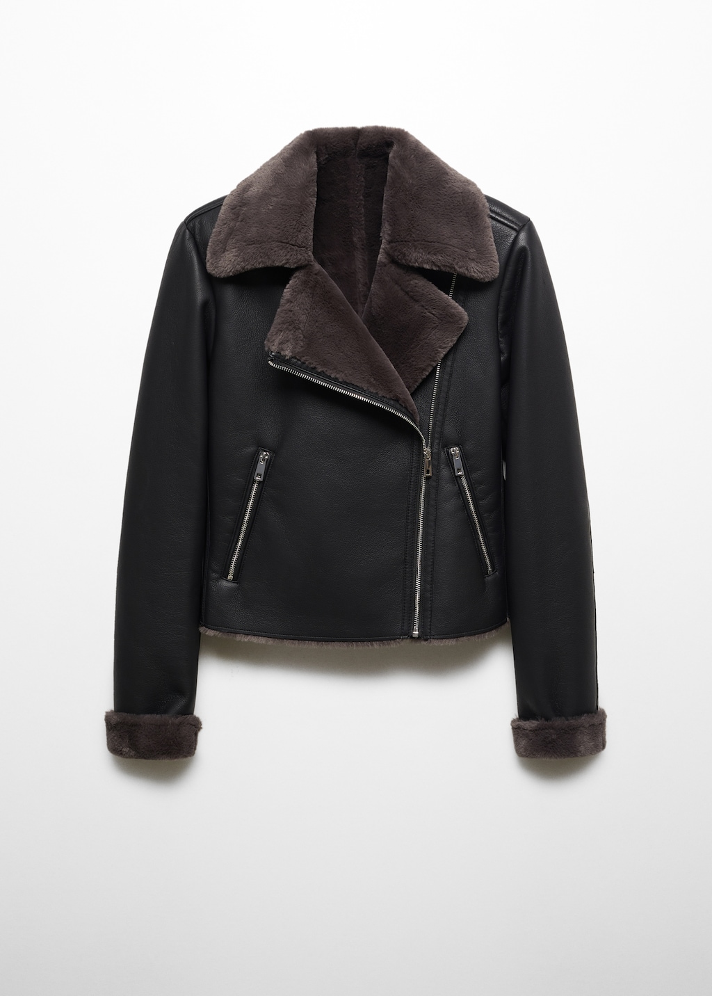 Jacket with shearling-effect lining - Women | MANGO OUTLET USA
