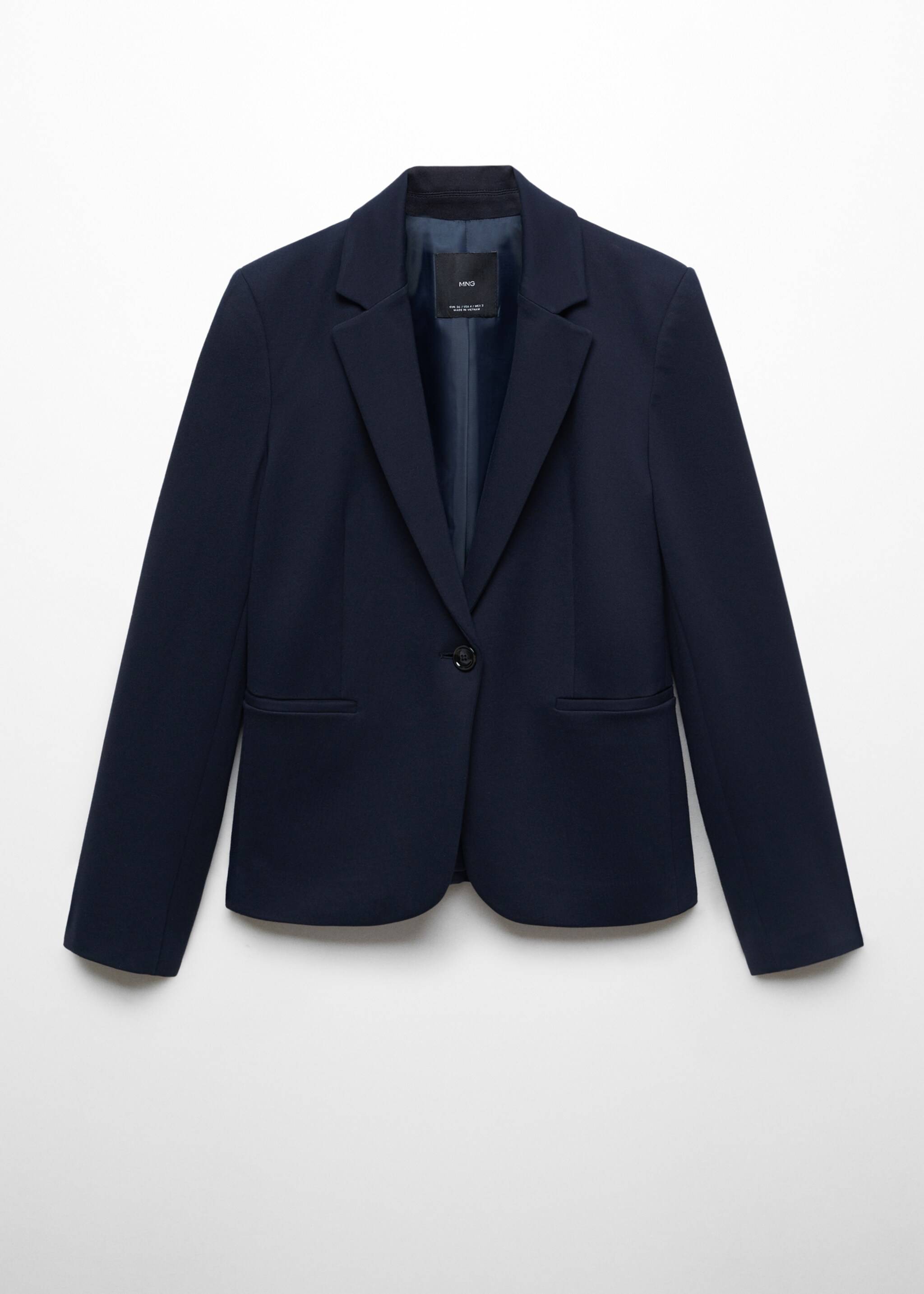 Blazer cintré maille point de Rome - Article sans modèle, Bleu marine foncé. Ref: 67040485-00.