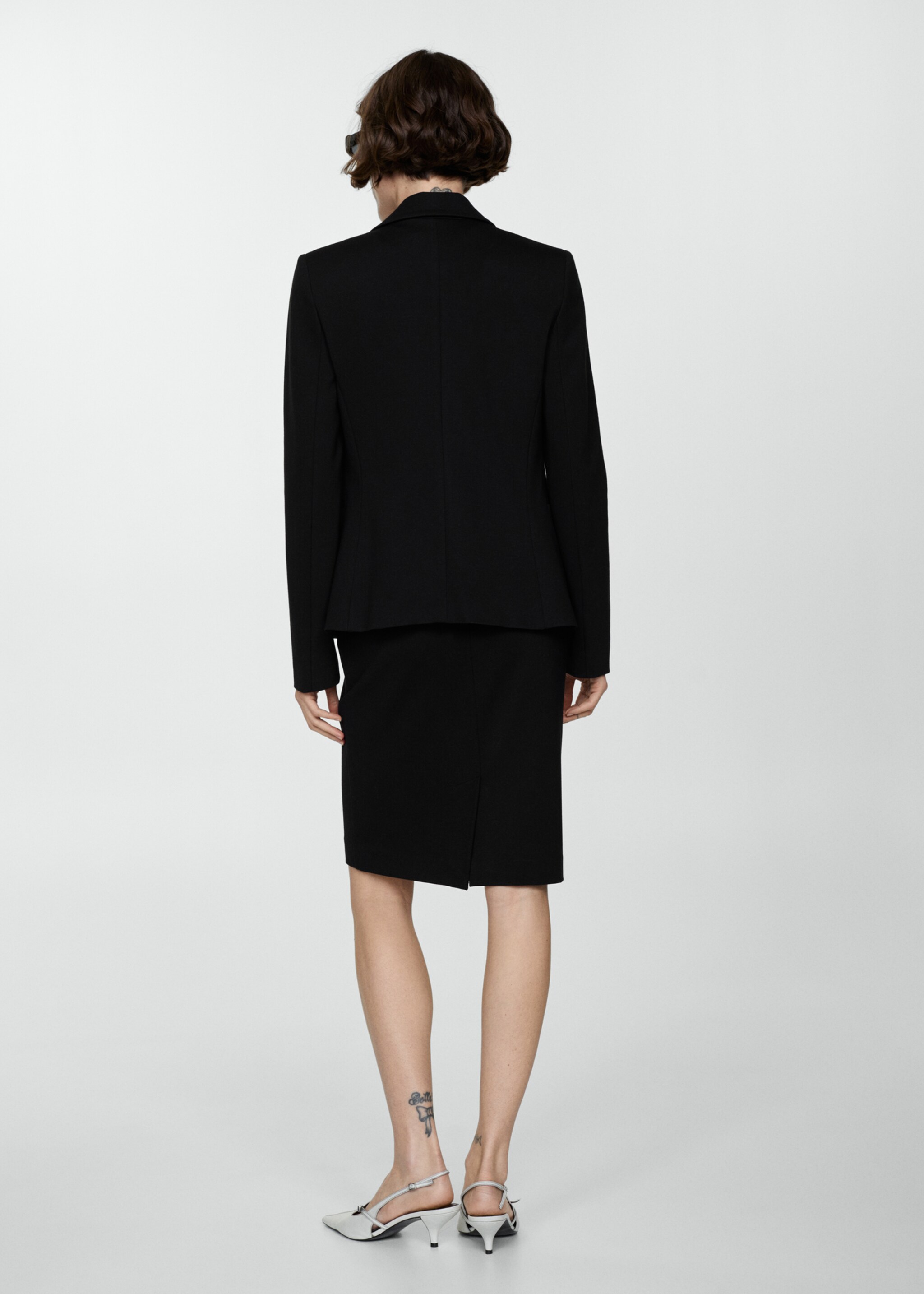 Fitted roma-knit jacket - Reverse of the article, Black. Ref: 67040485-00.
