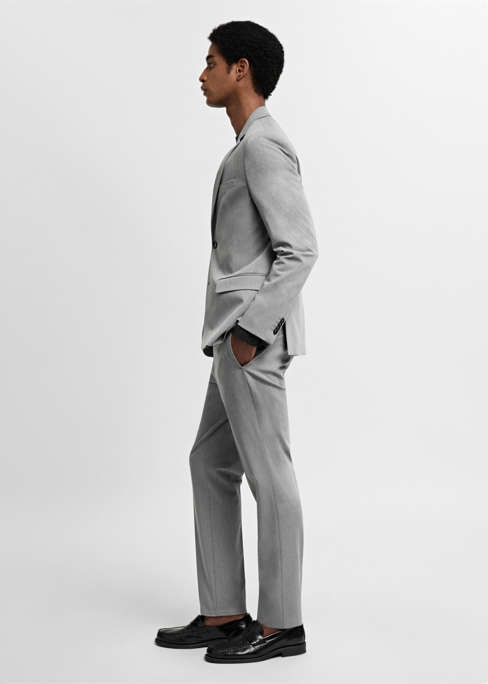 Super slim-fit suit jacket in stretch fabric - Details of the article 2, Grey. Ref: 67040623-00.