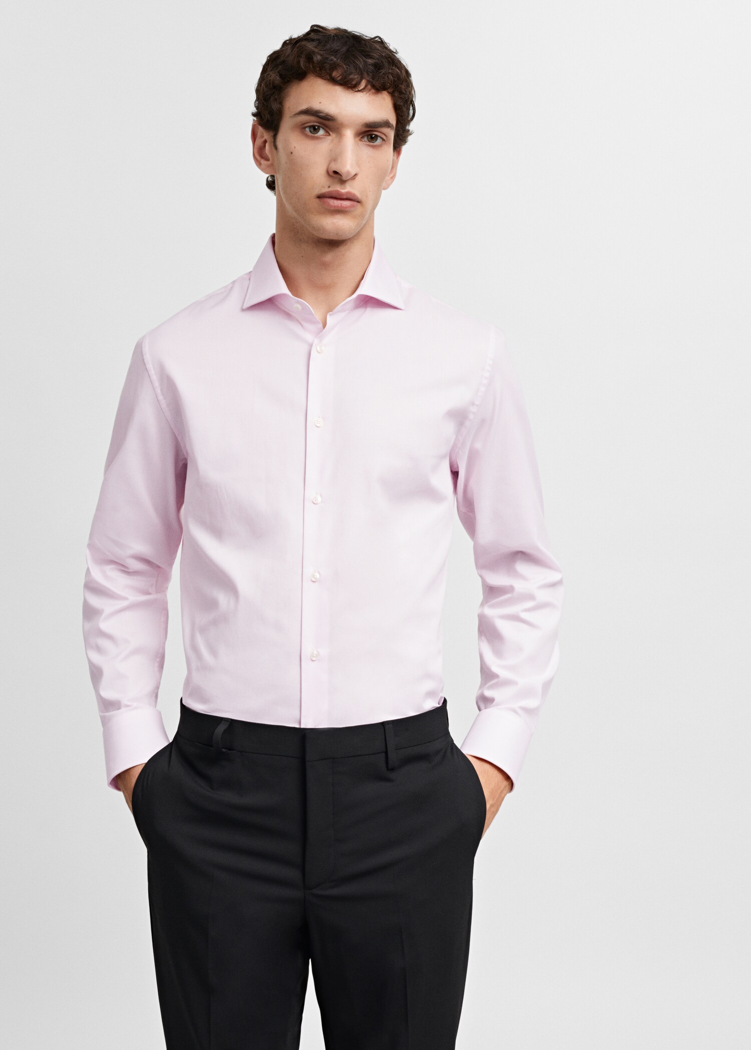 Πουκάμισο κοστουμιού slim fit ριγέ twill - Μεσαίο πλάνο