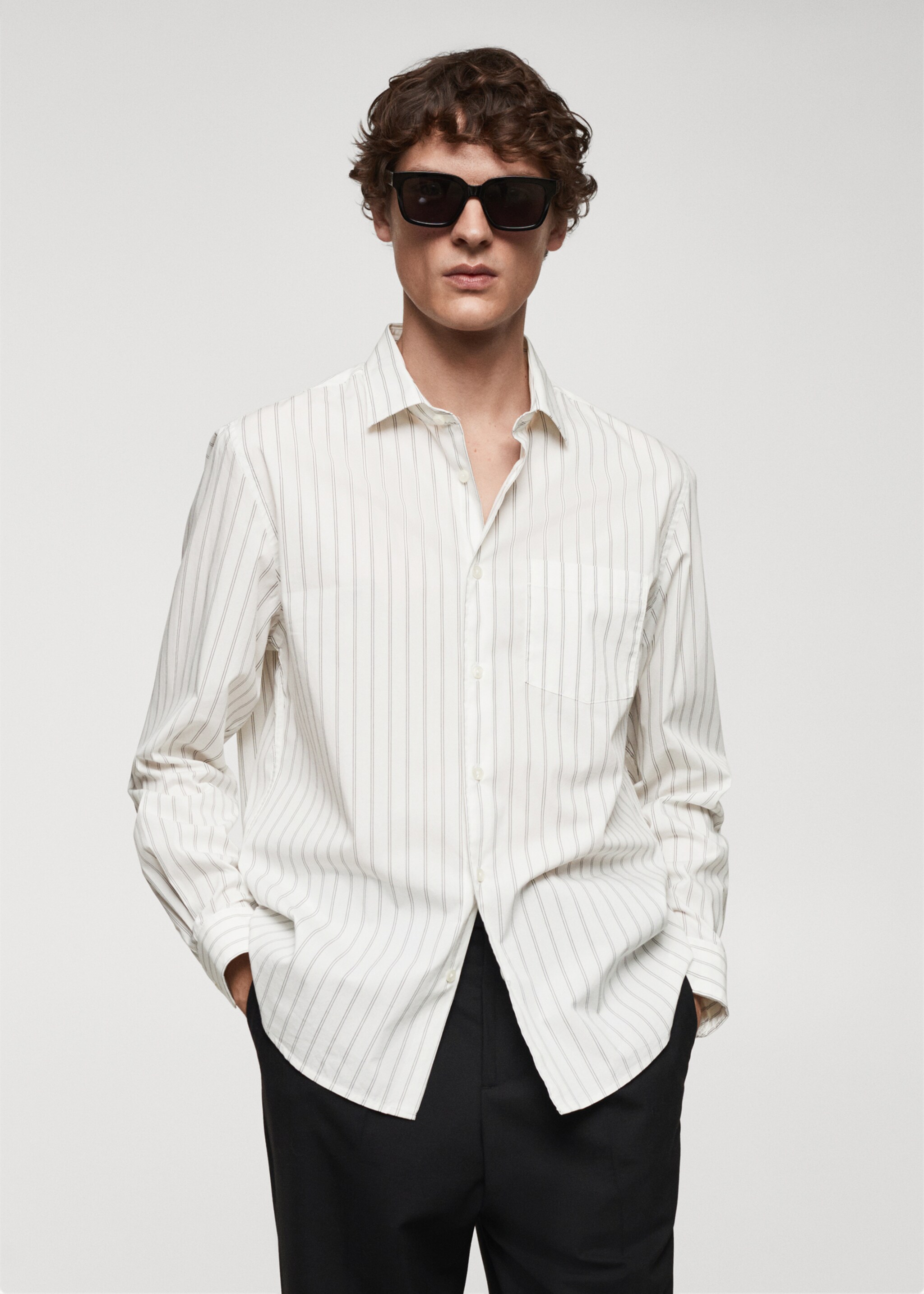 Gestreepte popeline classic-fit overhemd - Middenvlak