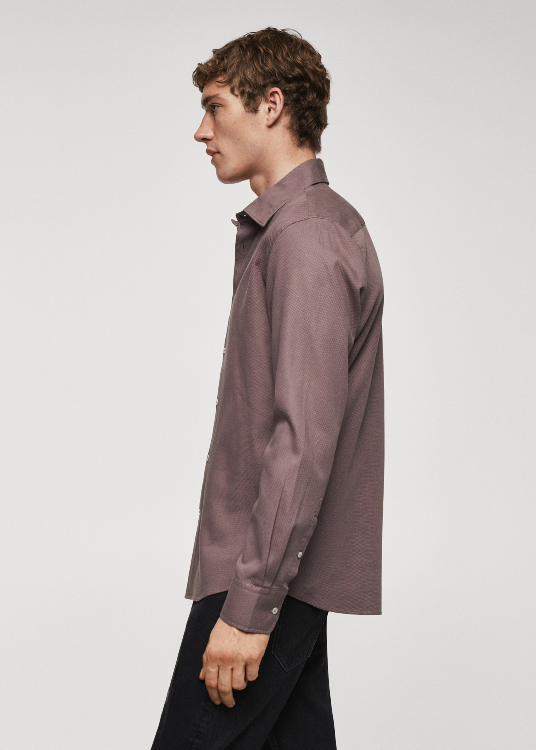 Slim-fit cotton structured shirt - Details of the article 2