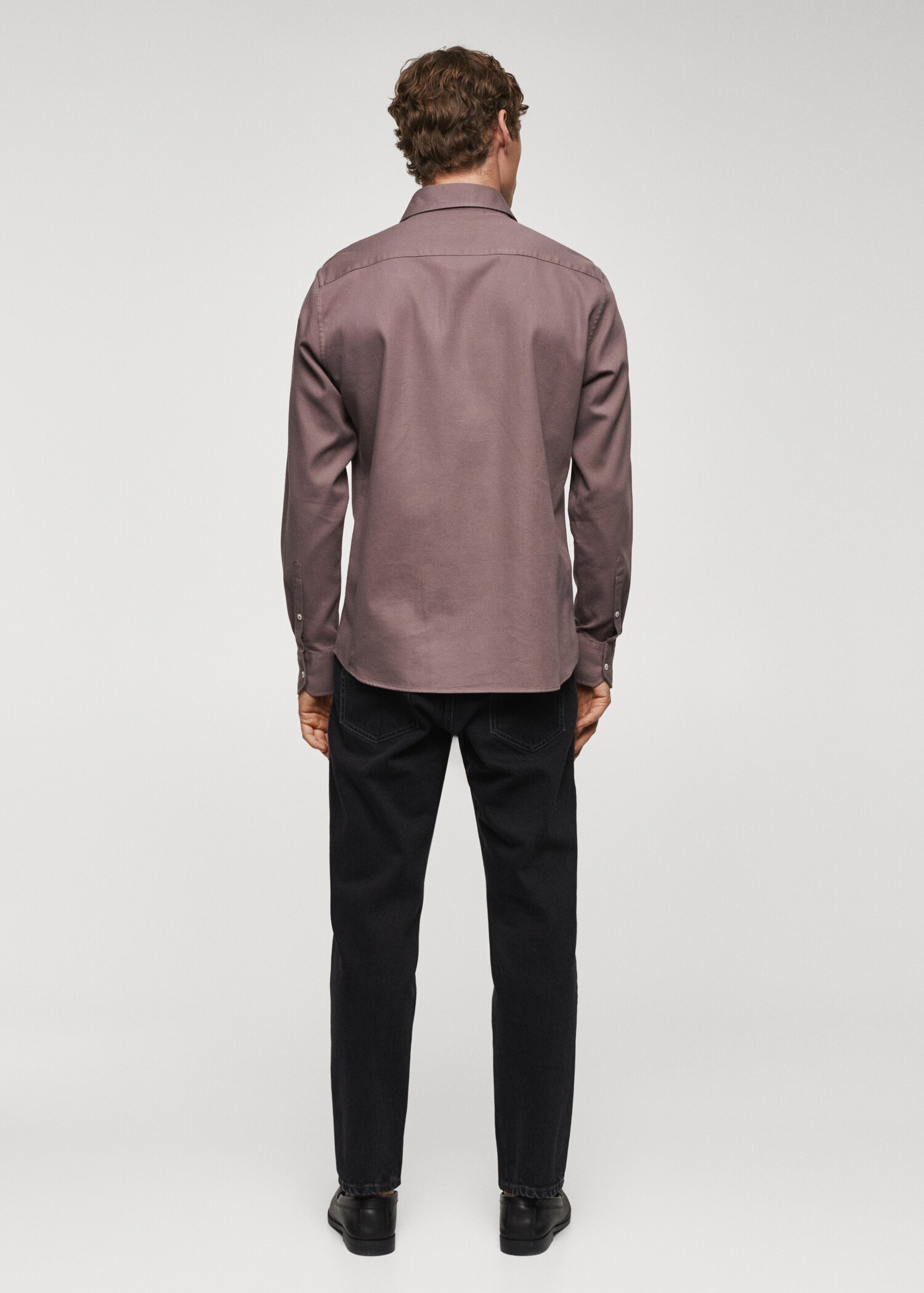 Πουκάμισο slim fit βαμβάκι ανάγλυφο - Πίσω όψη προϊόντος