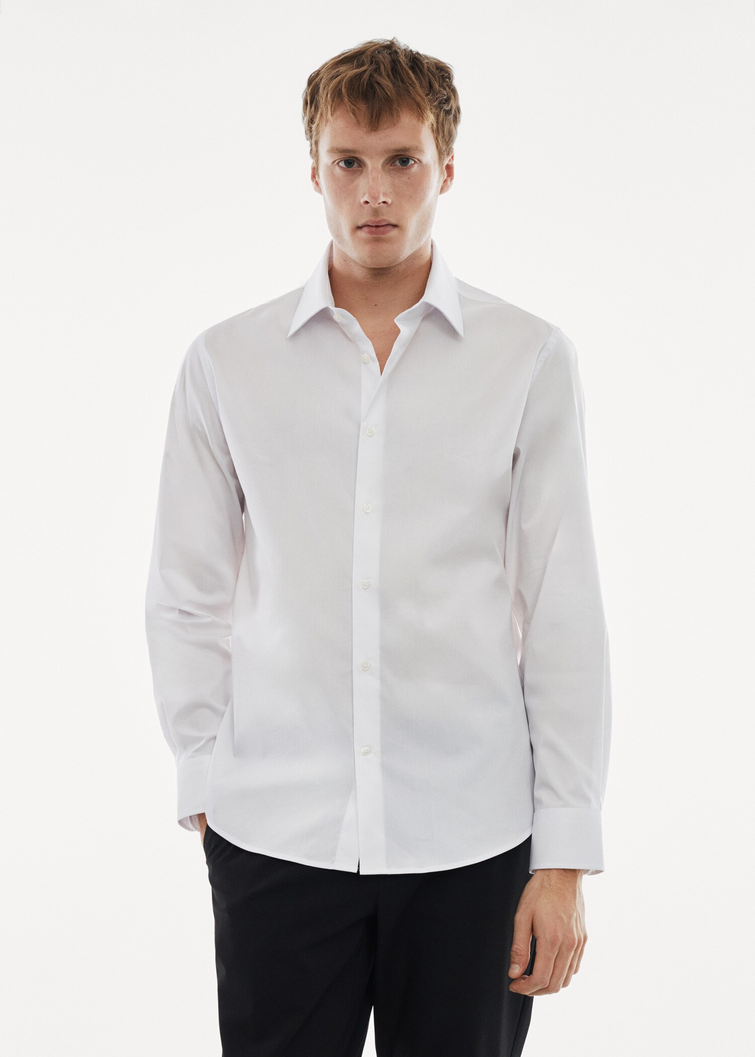 Regular-fit stretch cotton shirt - Medium plane