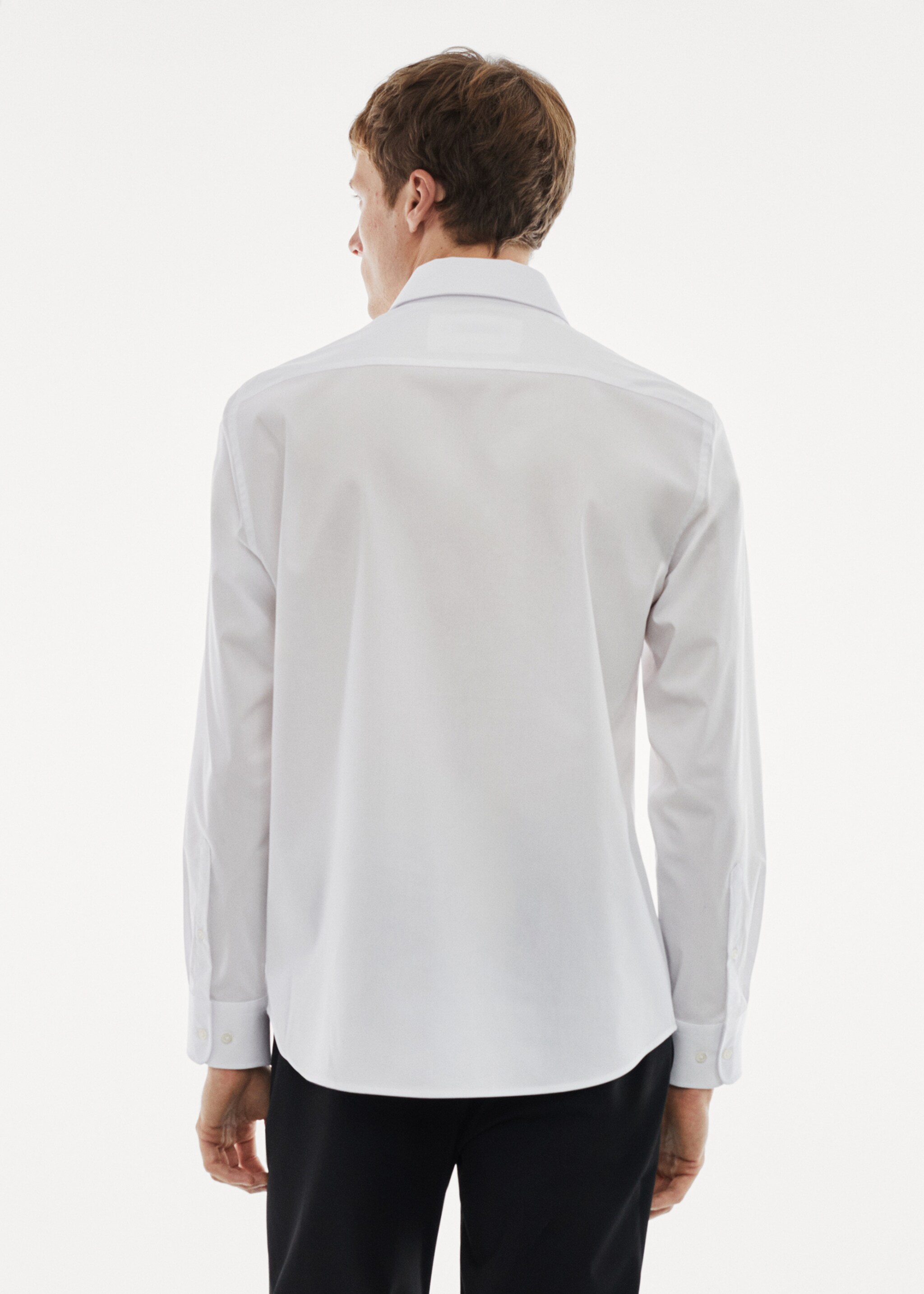 Camisa regular fit algodón stretch - Reverso del artículo, Blanco. Ref: 67040637-00.