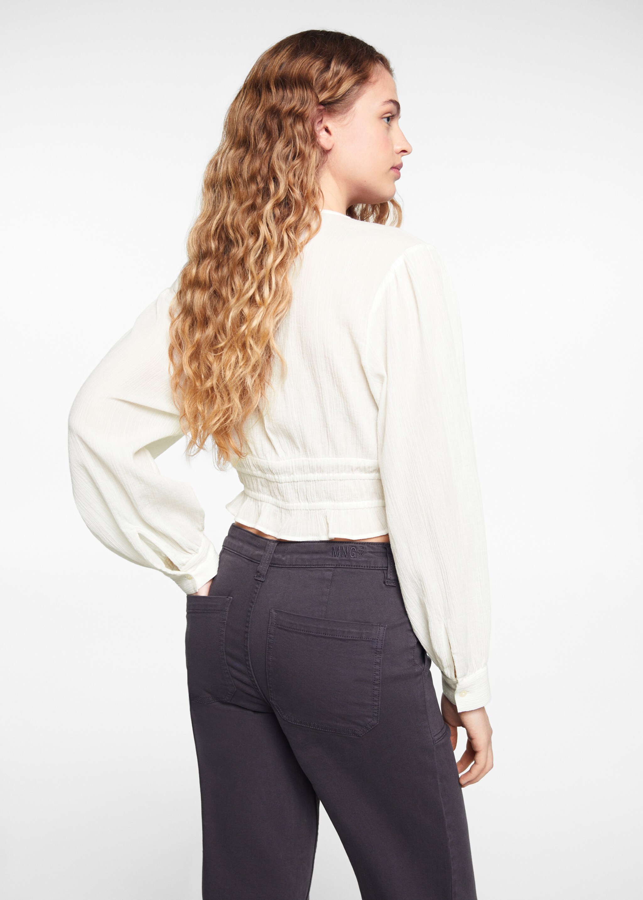 Buttoned cotton shirt - Reverse of the article, Ecru. Ref: 67040641-00.