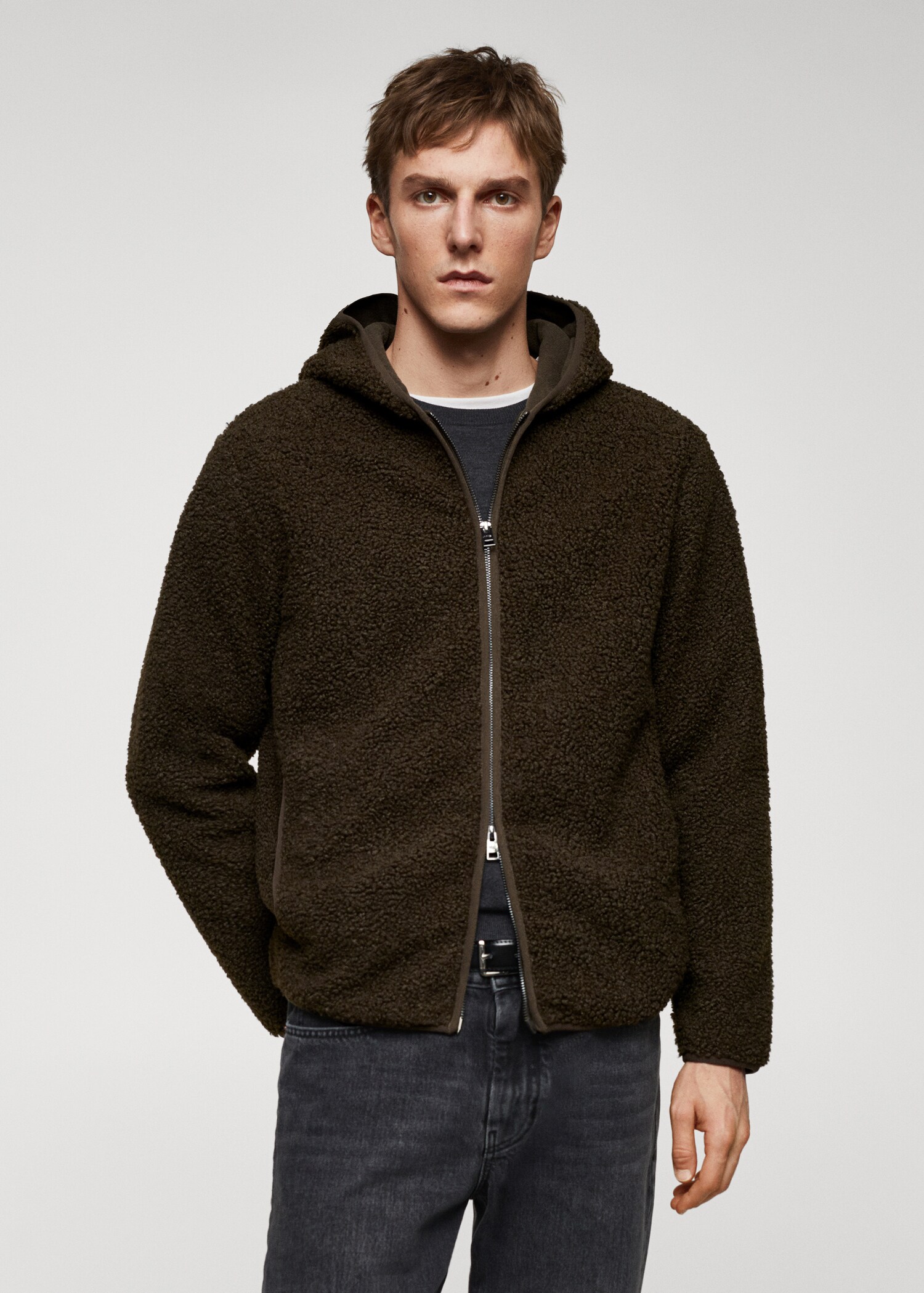 Bouclé-Sweatshirt mit Reißverschluss - Mittlere Ansicht
