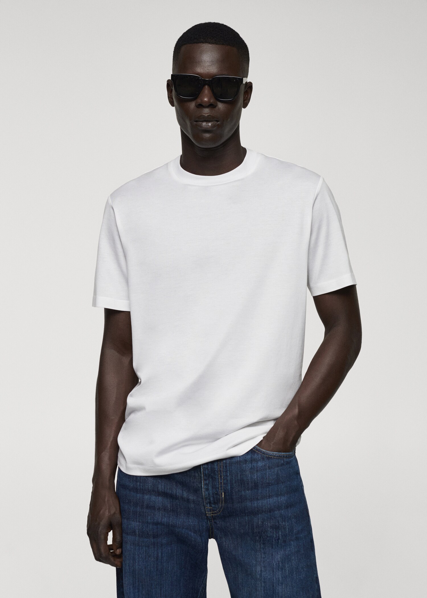 Mercerised slim-fit t-shirt - Medium plane