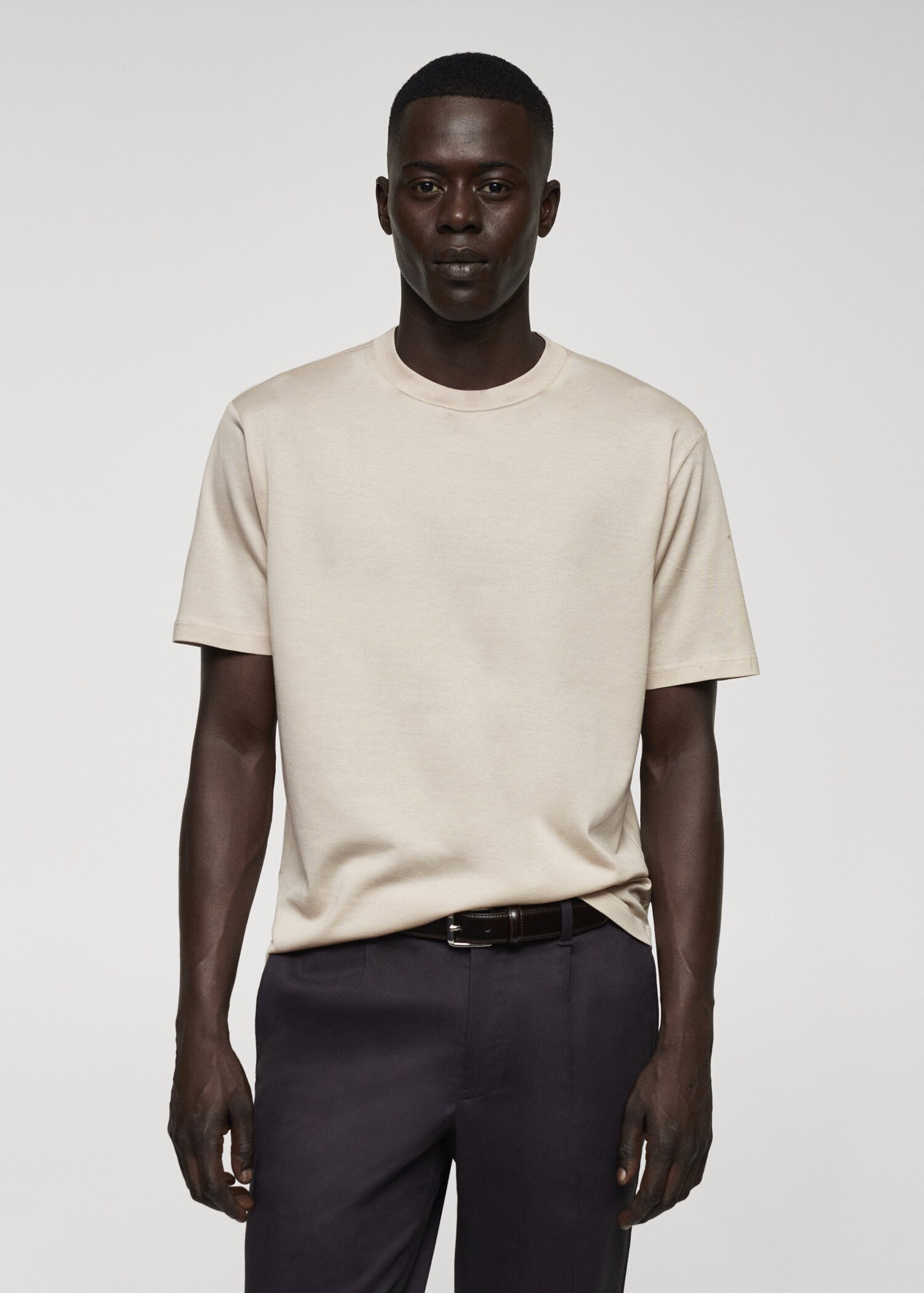Mercerised slim-fit t-shirt - Medium plane