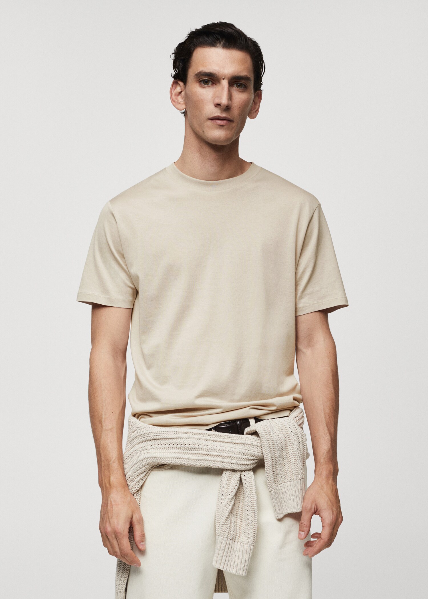 Mercerised slim-fit t-shirt - Medium plane