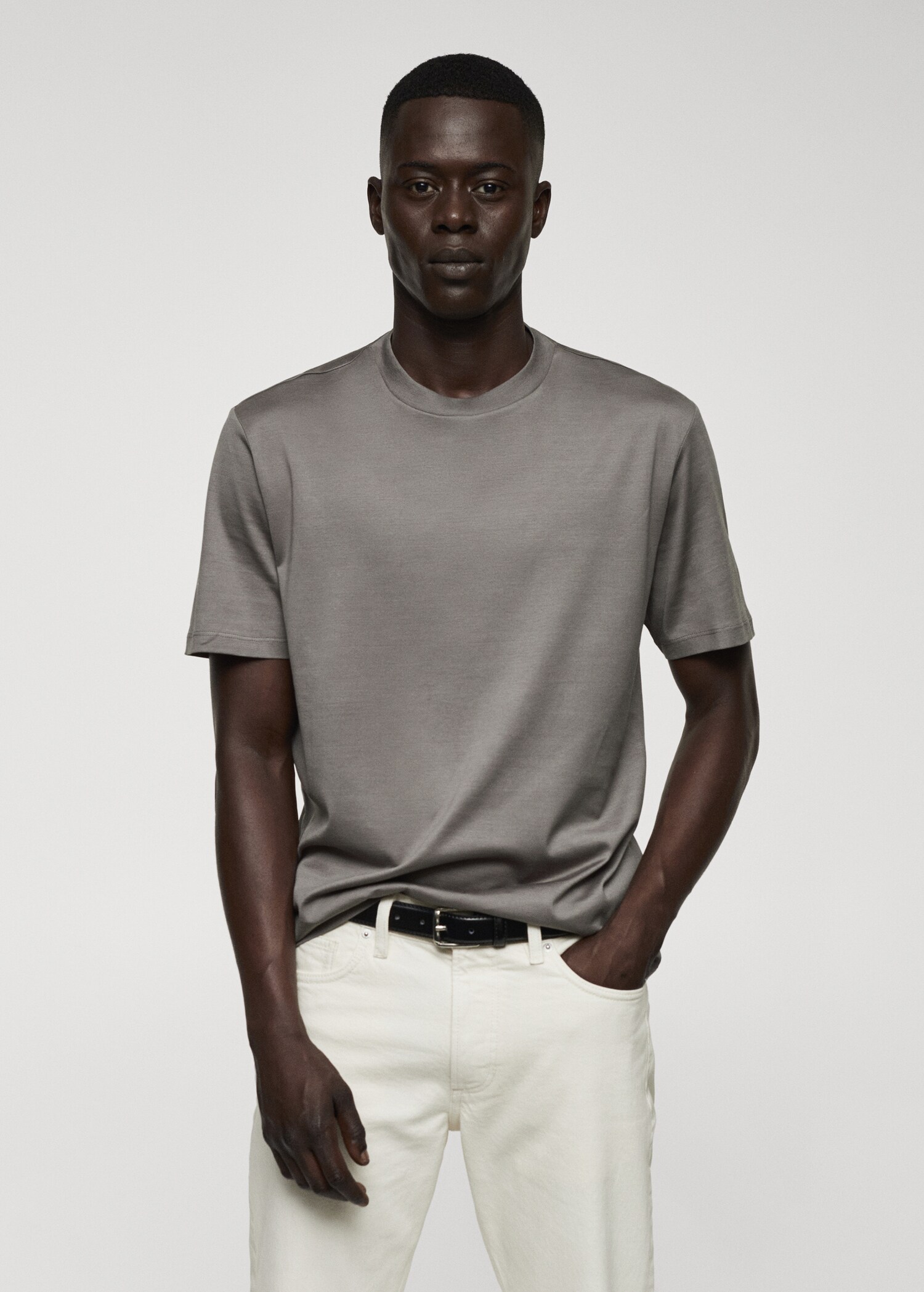 Mercerised slim-fit t-shirt - Medium plane