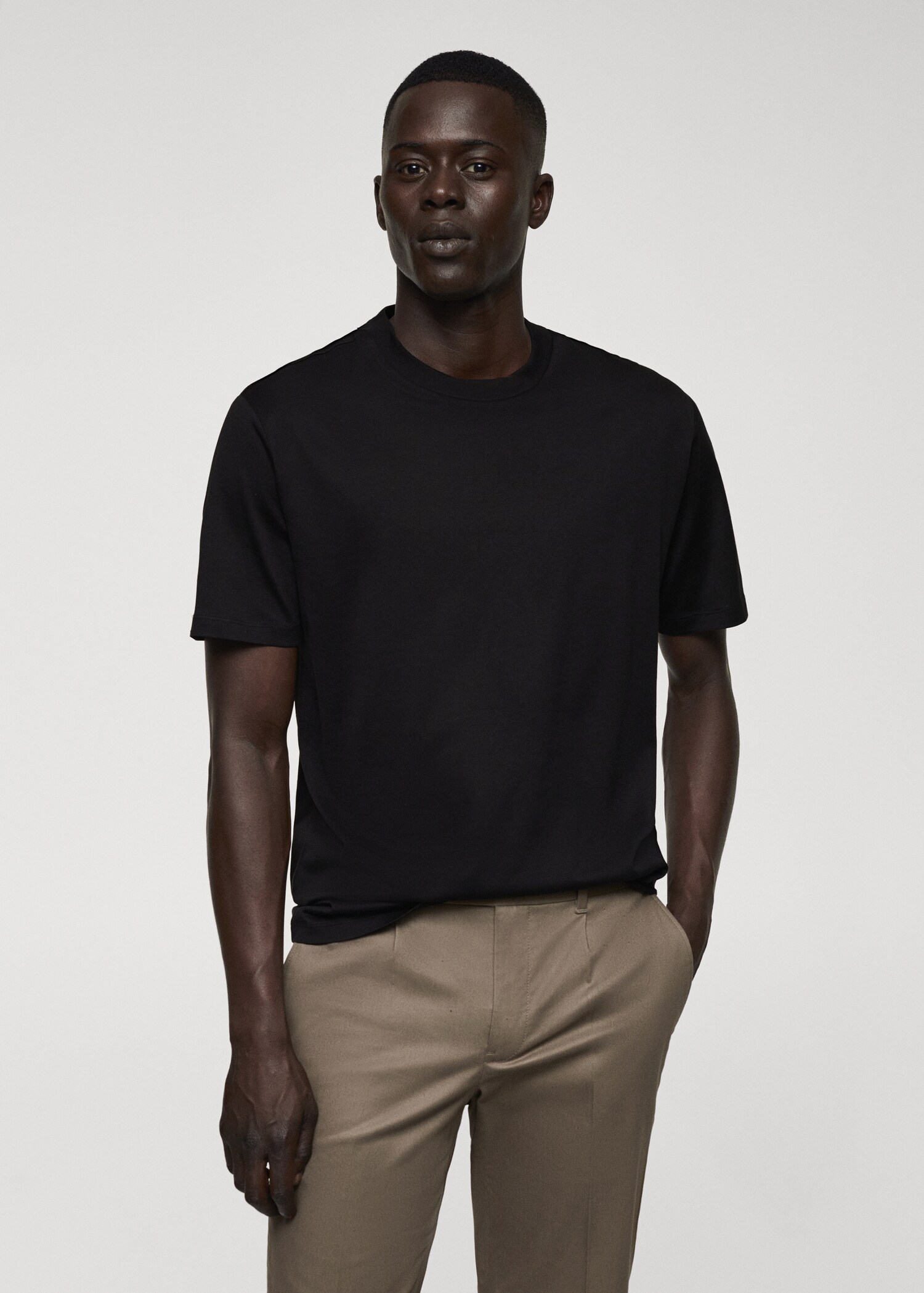 Mercerised slim-fit t-shirt - Medium plane
