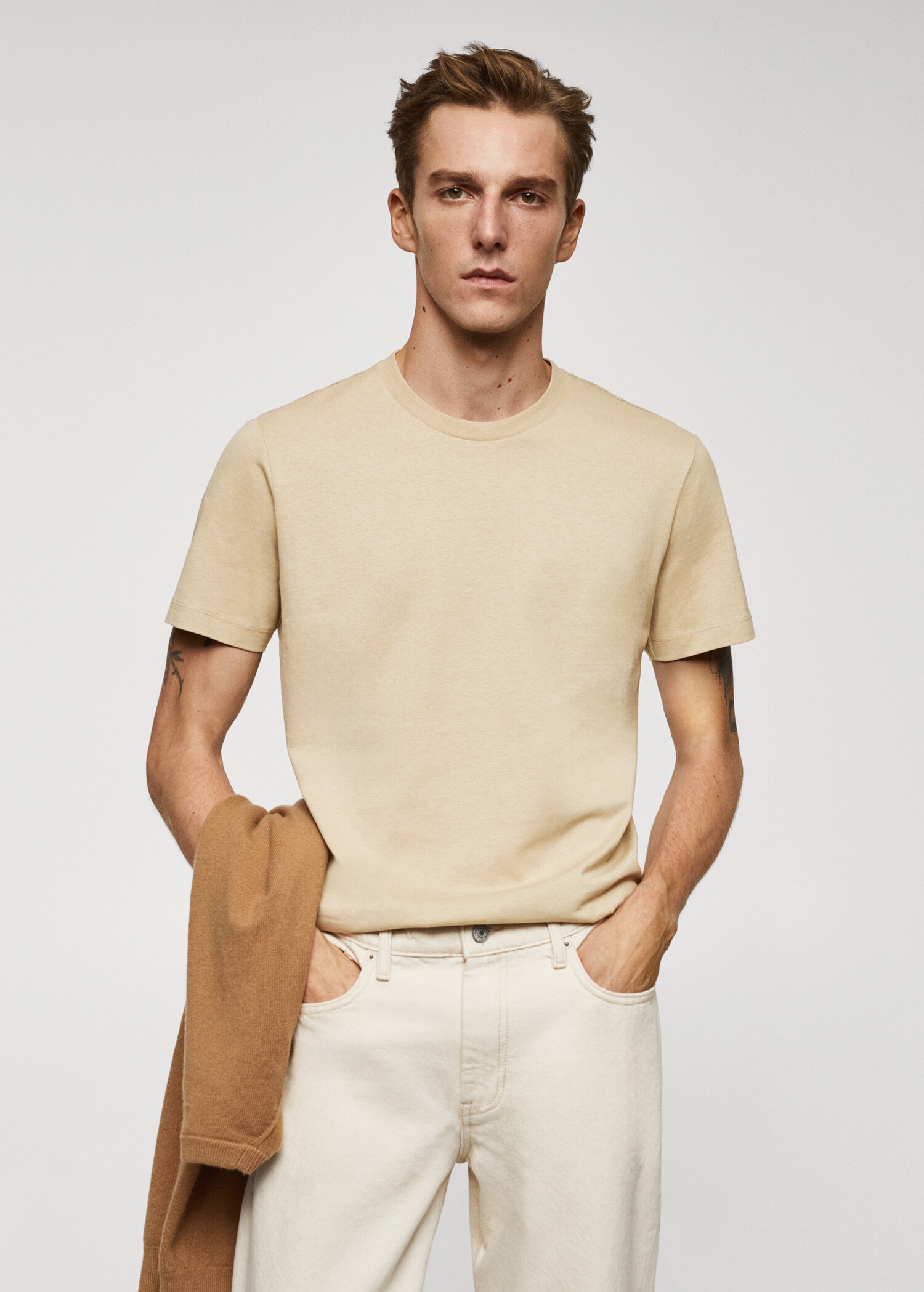 Essential cotton-blend T-shirt - Medium plane