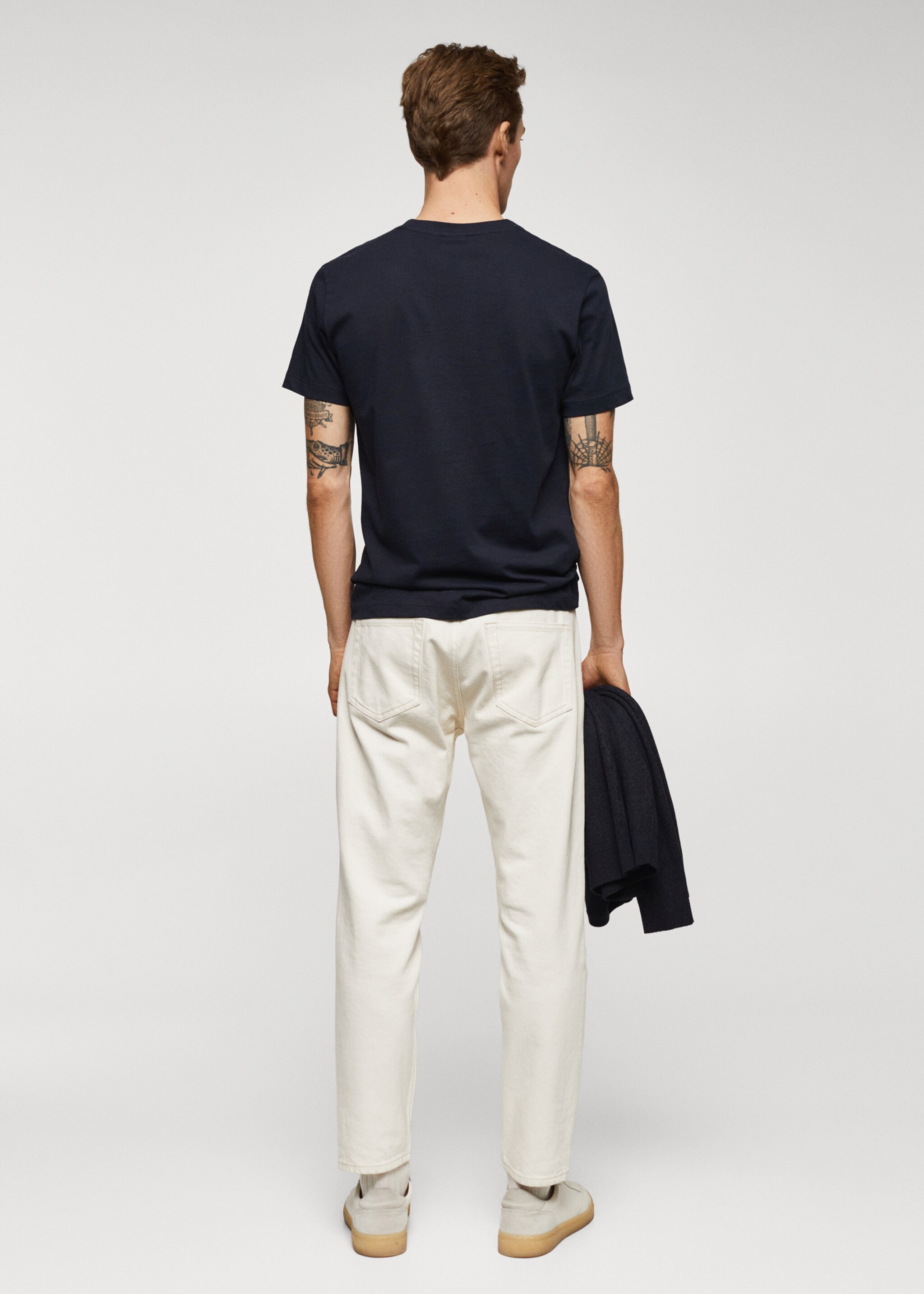 Essential cotton-blend T-shirt - Reverse of the article, Dark Navy. Ref: 67040647-00.