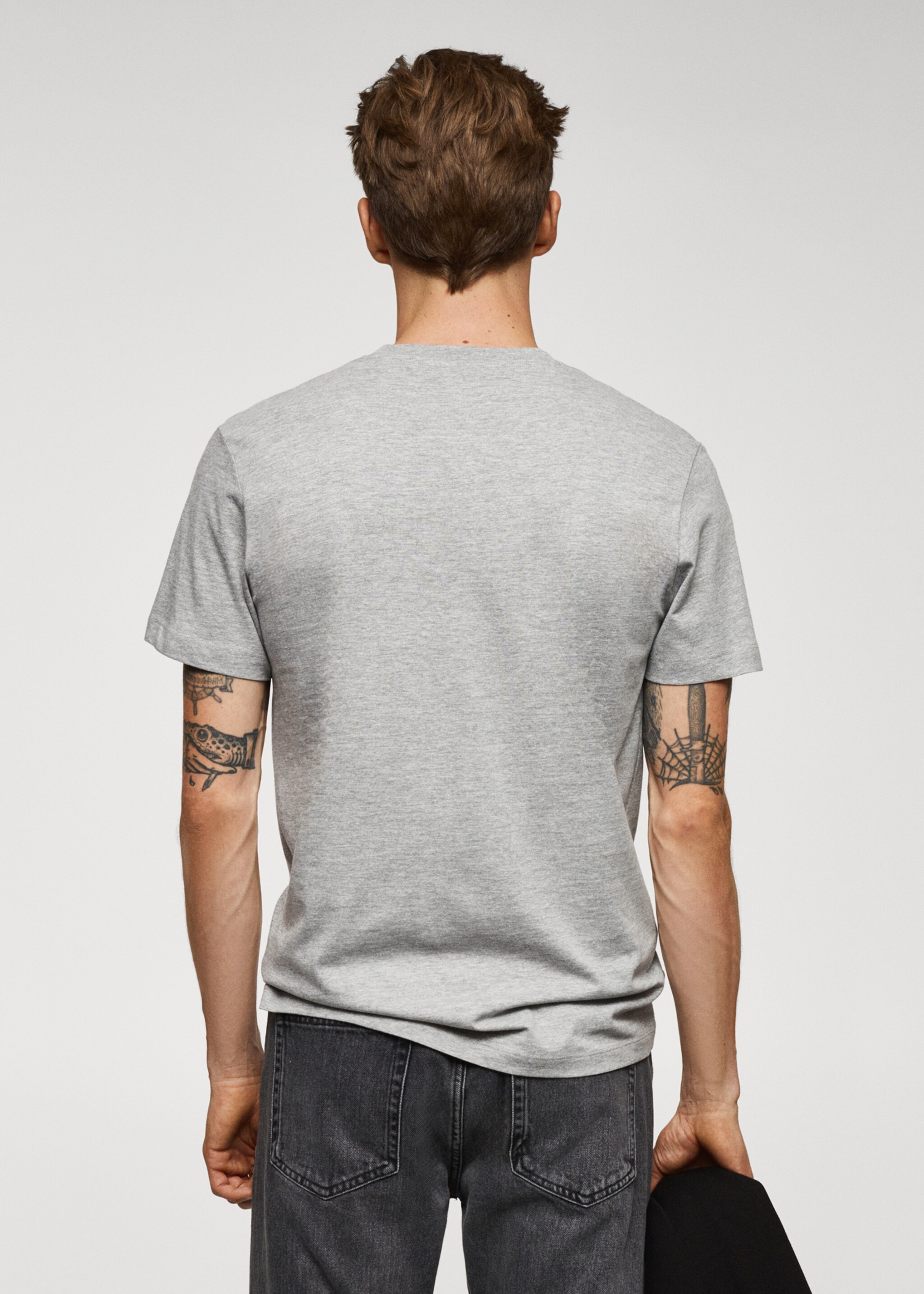 Essential cotton-blend T-shirt - Reverse of the article, Medium Heather Grey. Ref: 67040647-00.