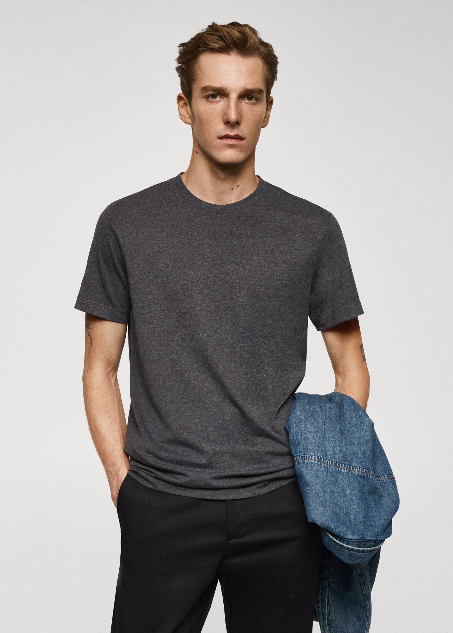 Essential cotton-blend T-shirt - Medium plane