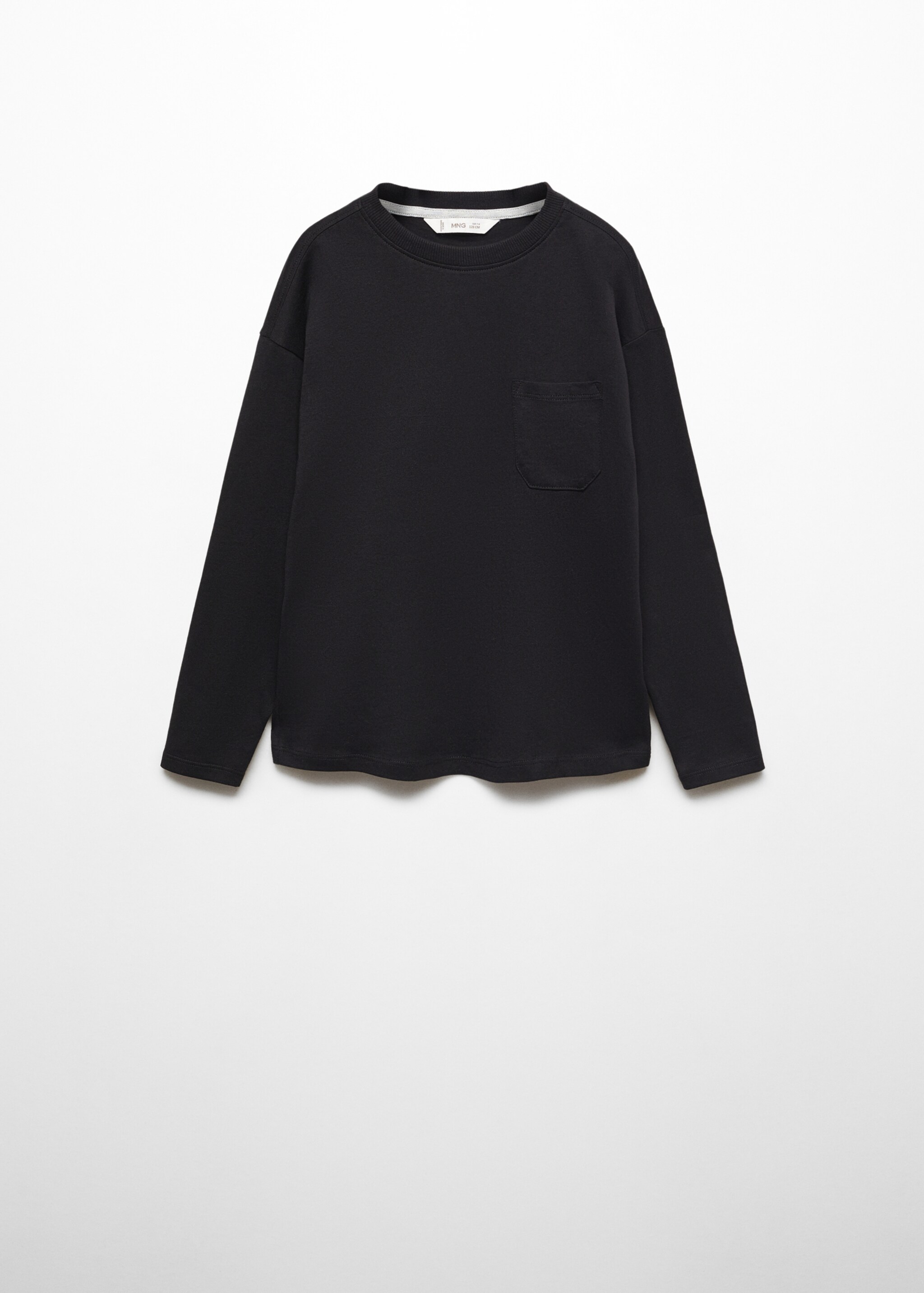 Long sleeve cotton t-shirt - Article without model, Black. Ref: 67040664-00.