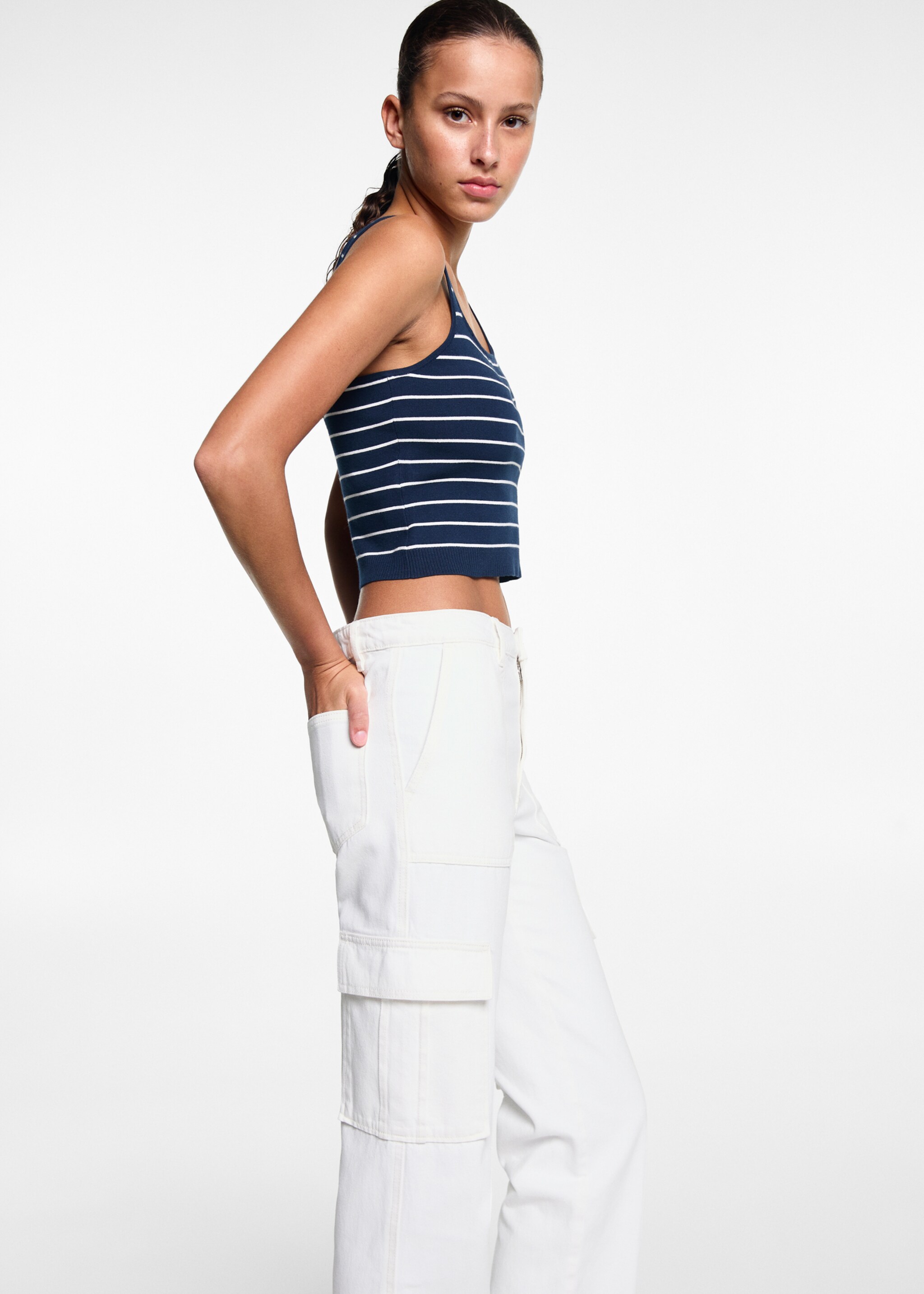 Straight-fit cargo jeans - Medium plane, Off White. Ref: 67040671-00.