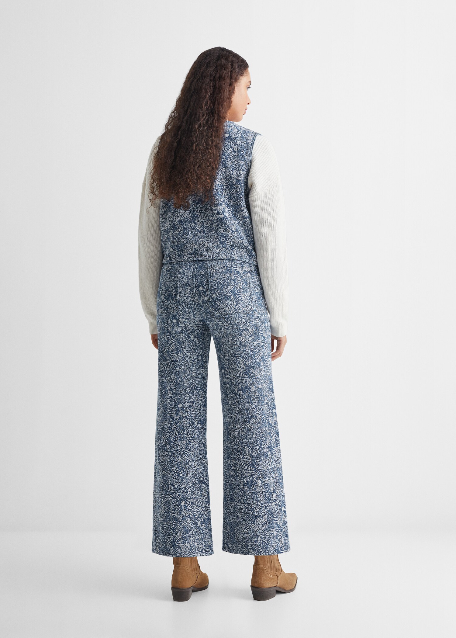 Embroidered straight-fit trousers - Details of the article 1