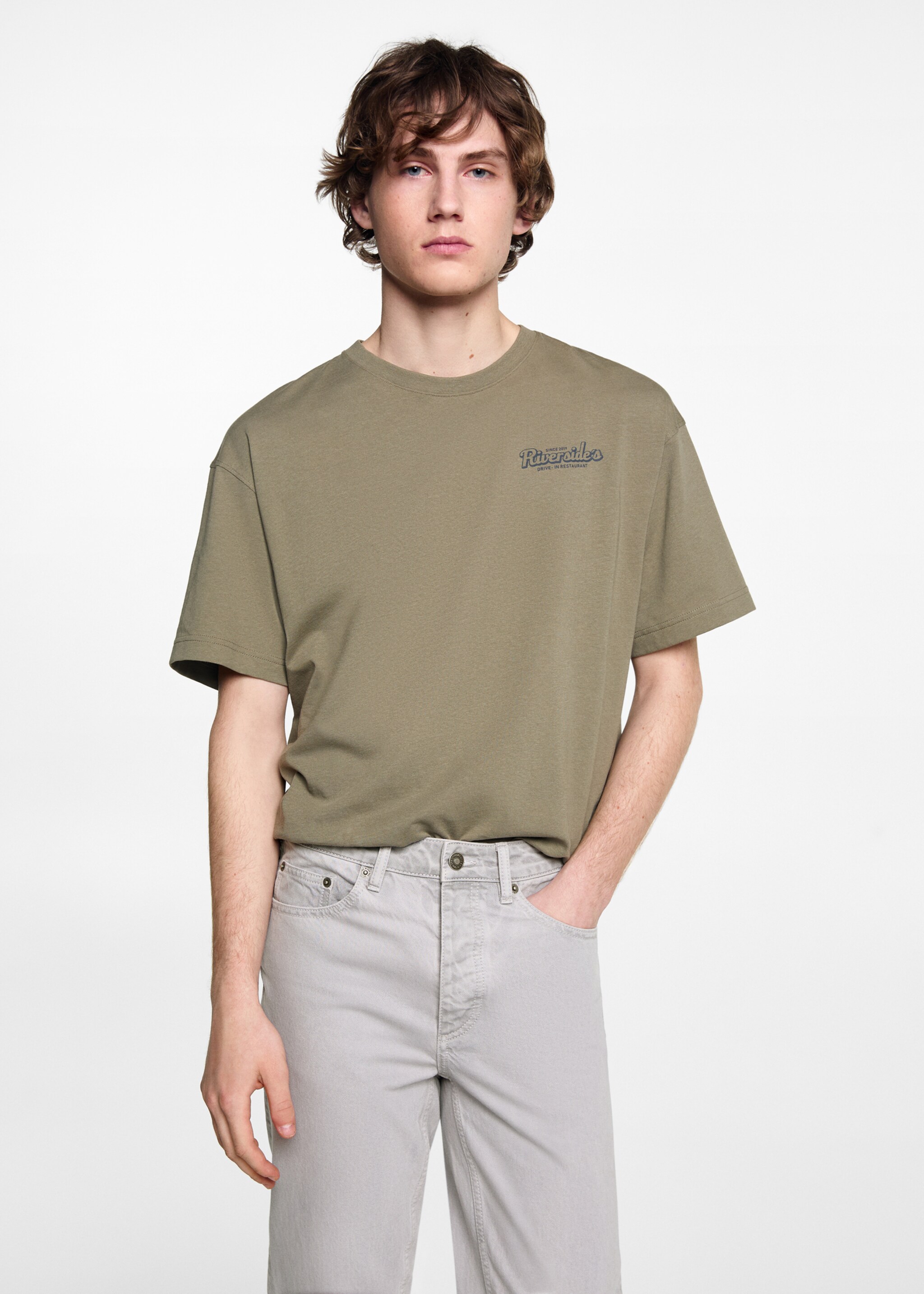 Regular-fit cotton trousers - Medium plane, Grey. Ref: 67040675-00.
