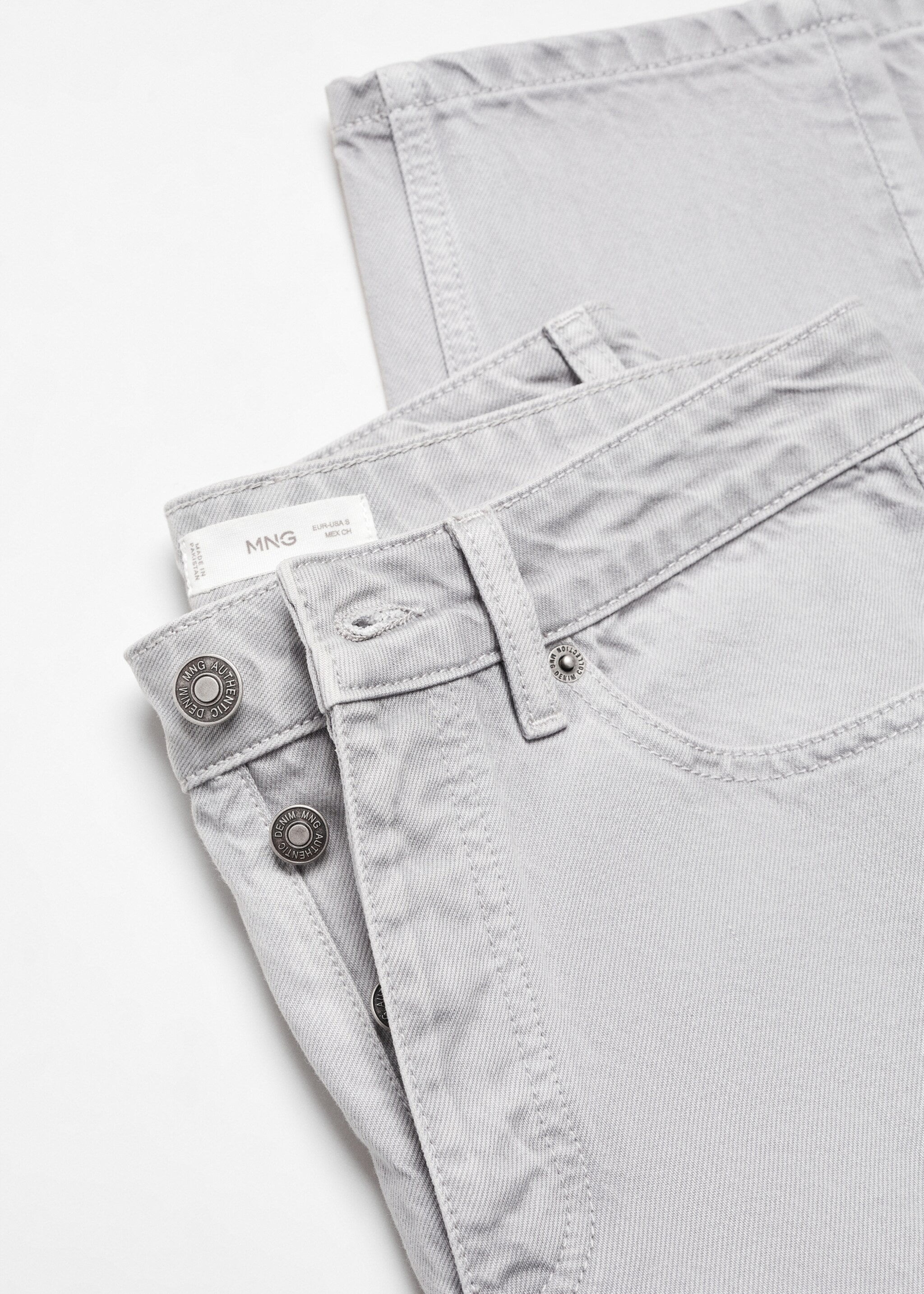 Regular-fit cotton trousers - Details of the article 8, Grey. Ref: 67040675-00.