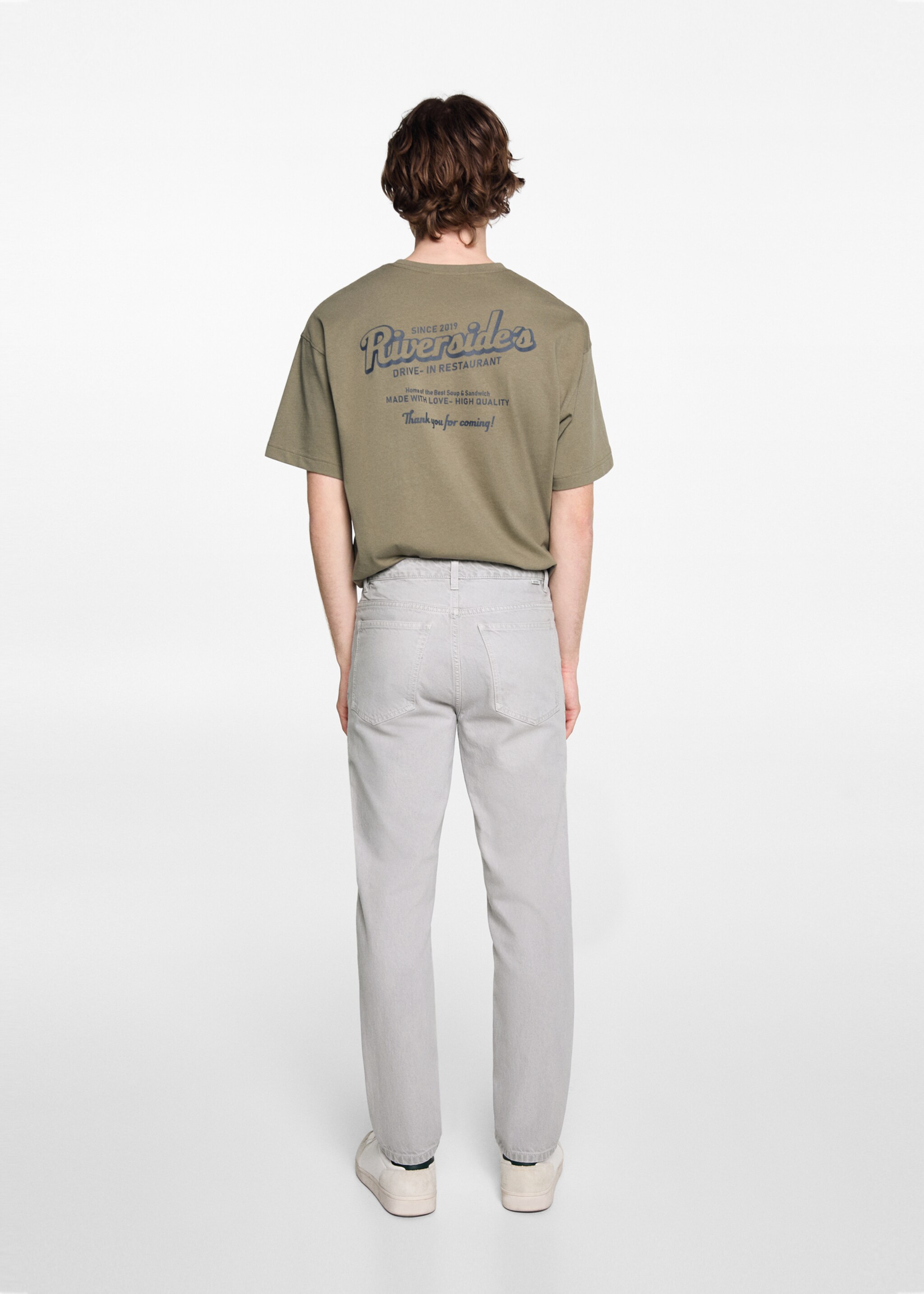Regular-fit cotton trousers - Reverse of the article, Grey. Ref: 67040675-00.