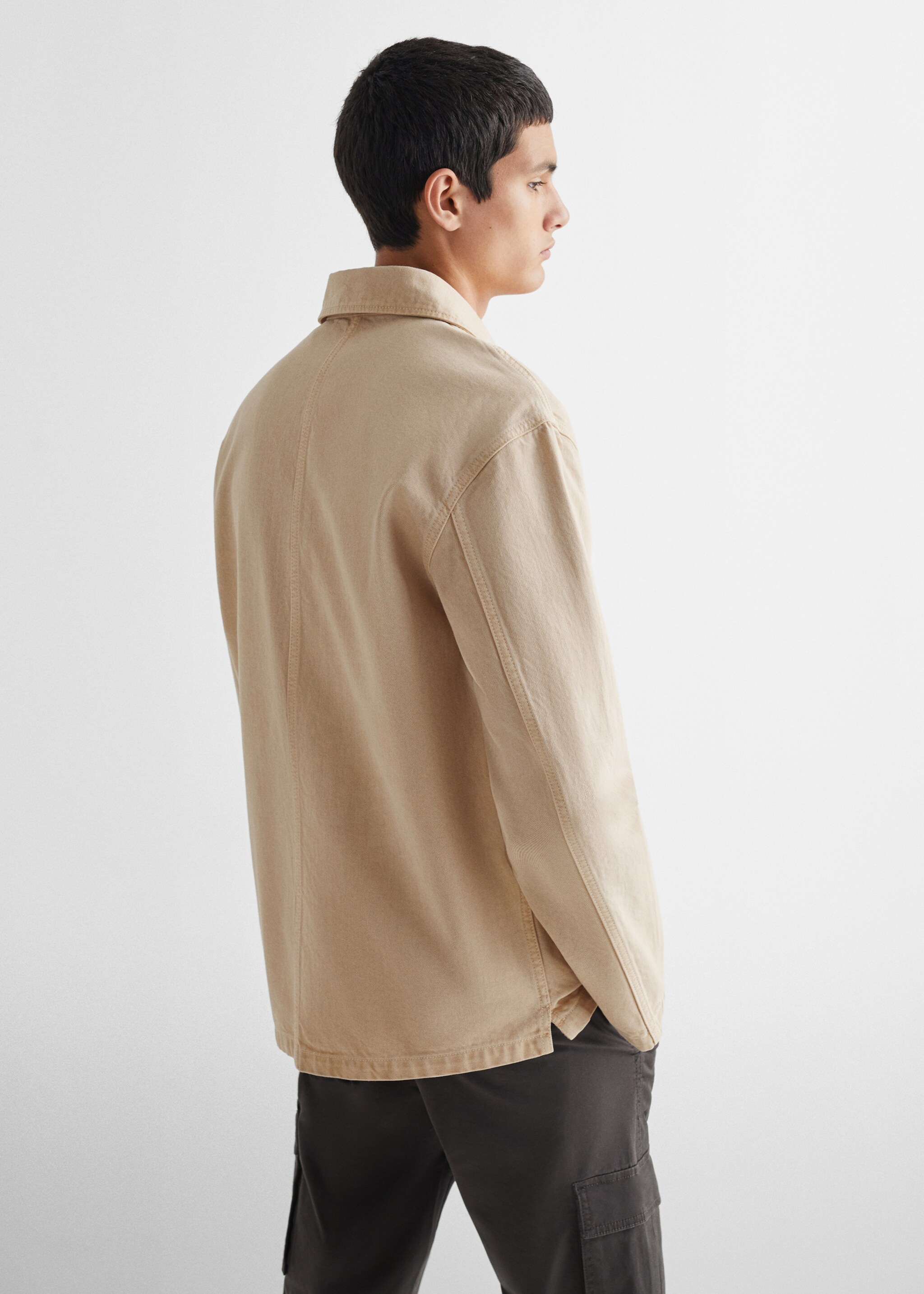 Chest-pocket overshirt - Reverse of the article, Beige. Ref: 67040676-00.