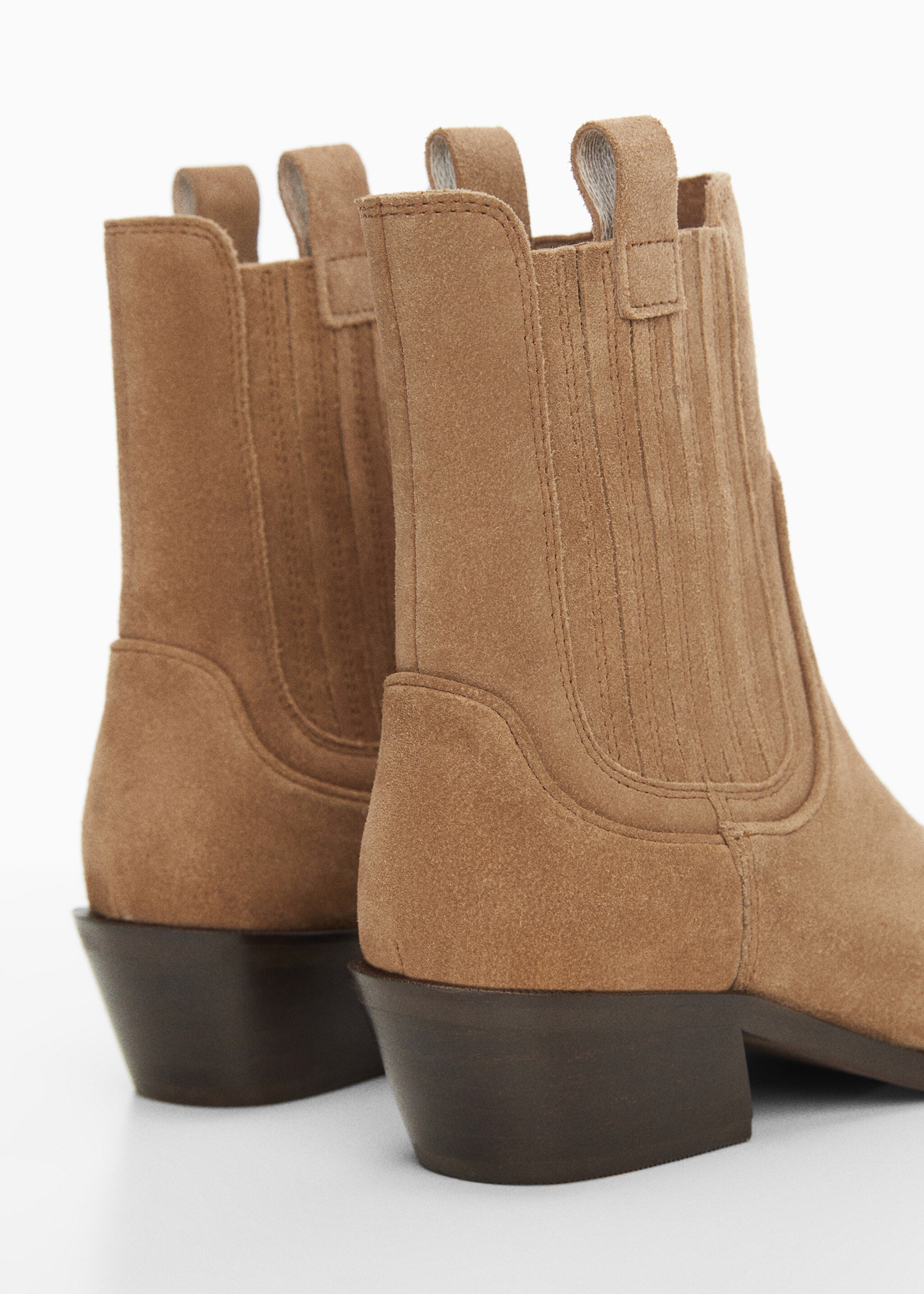 Leather cowboy ankle boots - Details of the article 1, Medium Brown. Ref: 67040677-00.