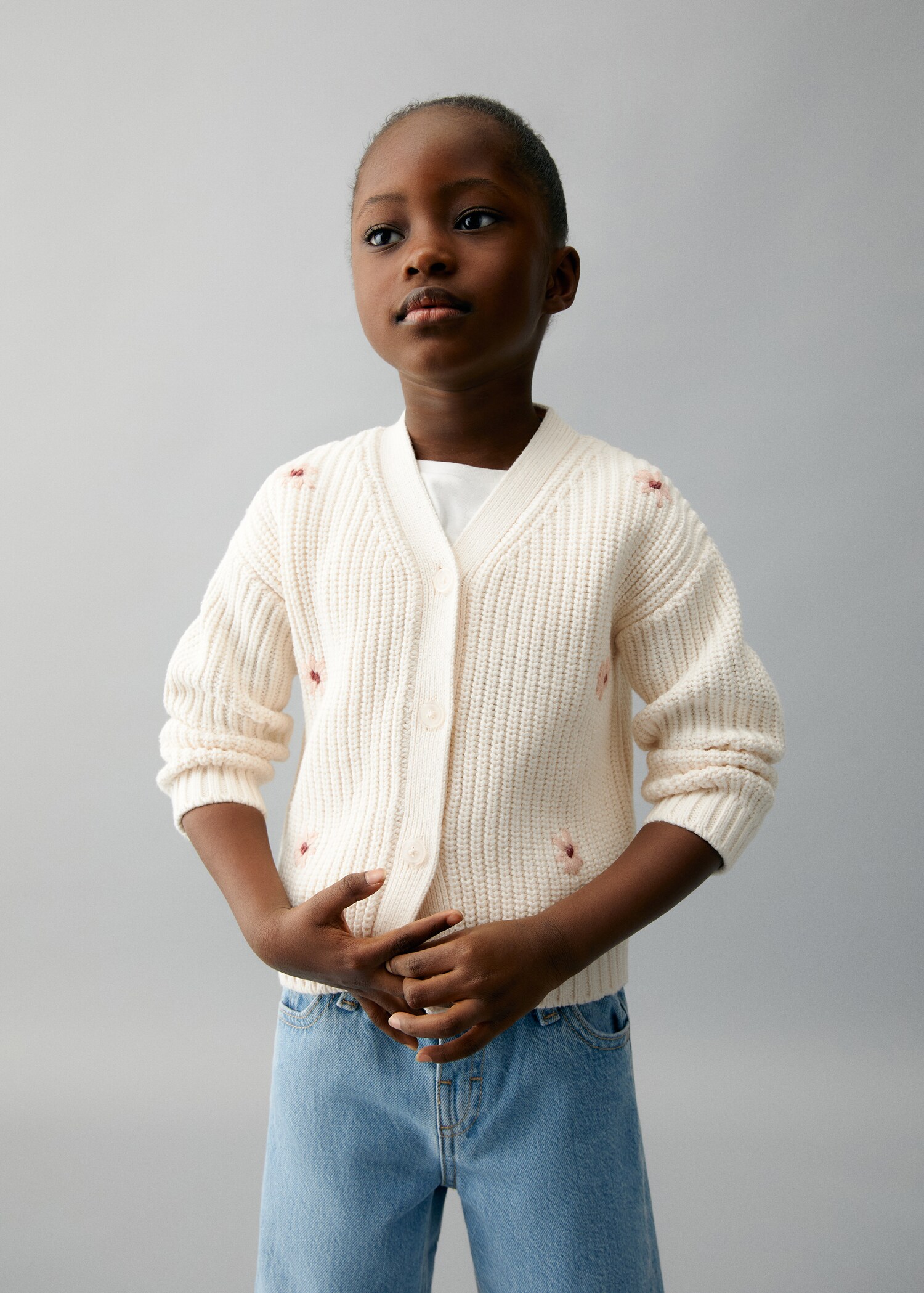 Flowers embroidery cardigan - Medium plane