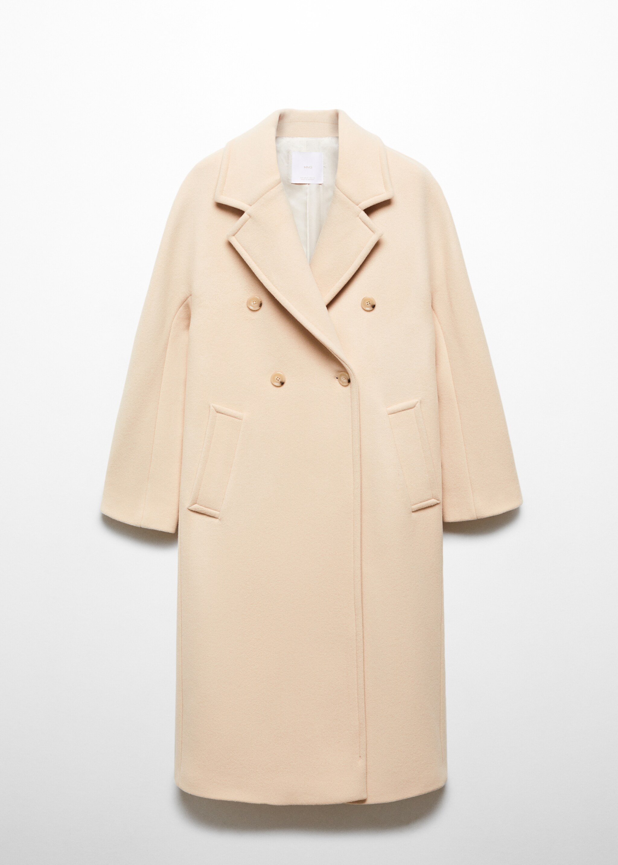 Manteco wool coat with lapels - Article without model, Ecru. Ref: 67040682-00.
