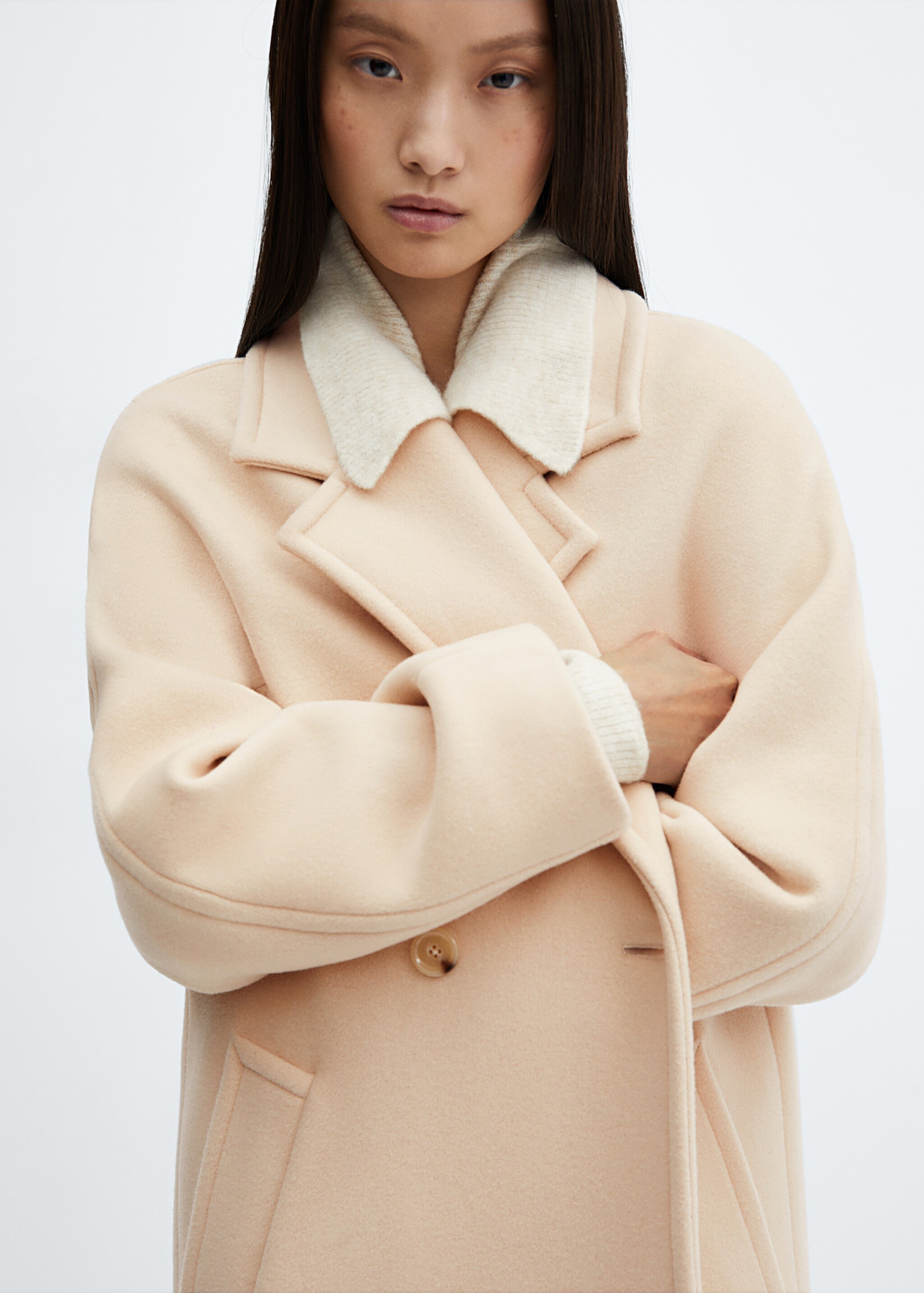 Manteco wool coat with lapels - Details of the article 1, Ecru. Ref: 67040682-00.