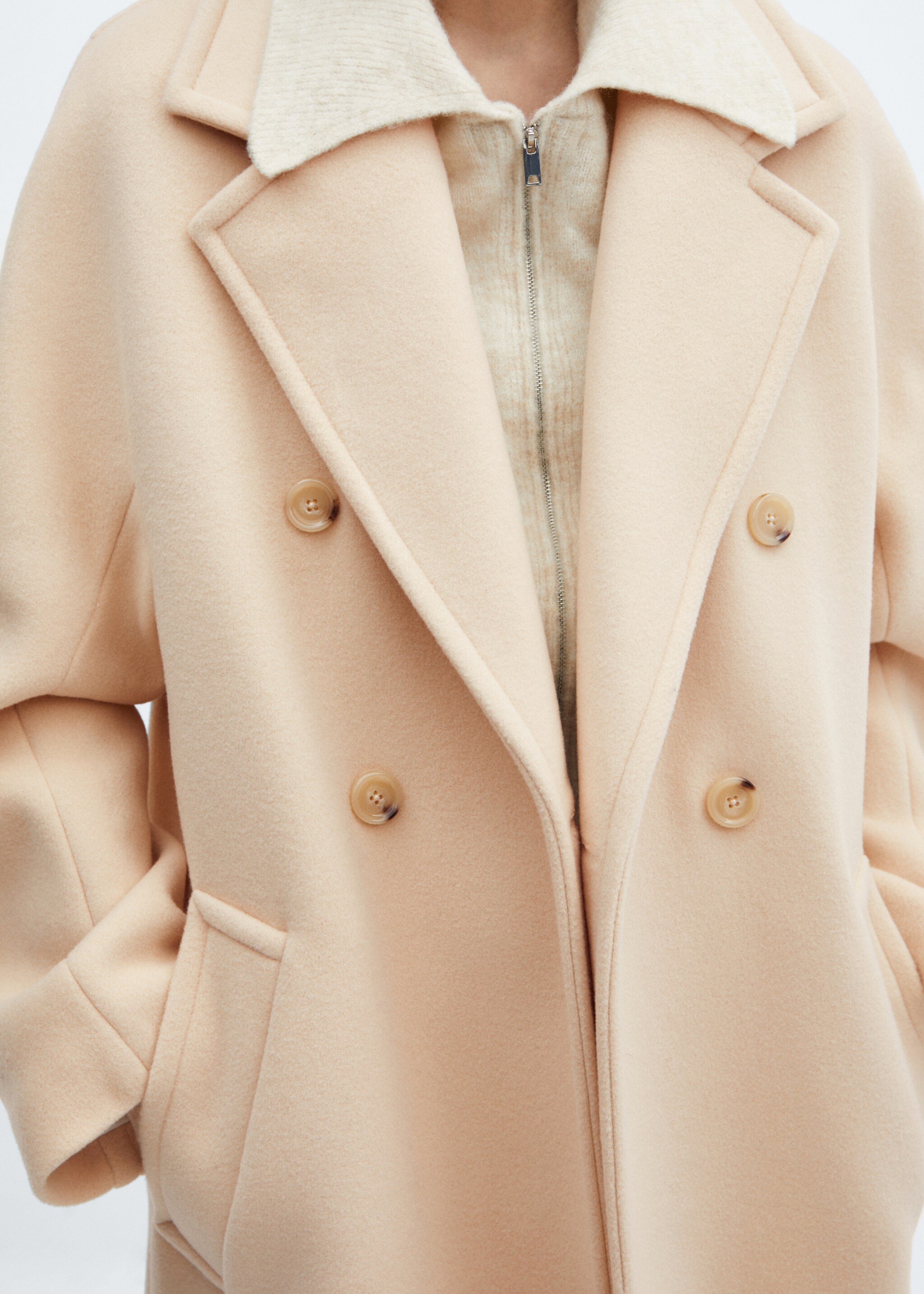 Manteco wool coat with lapels - Details of the article 6, Ecru. Ref: 67040682-00.