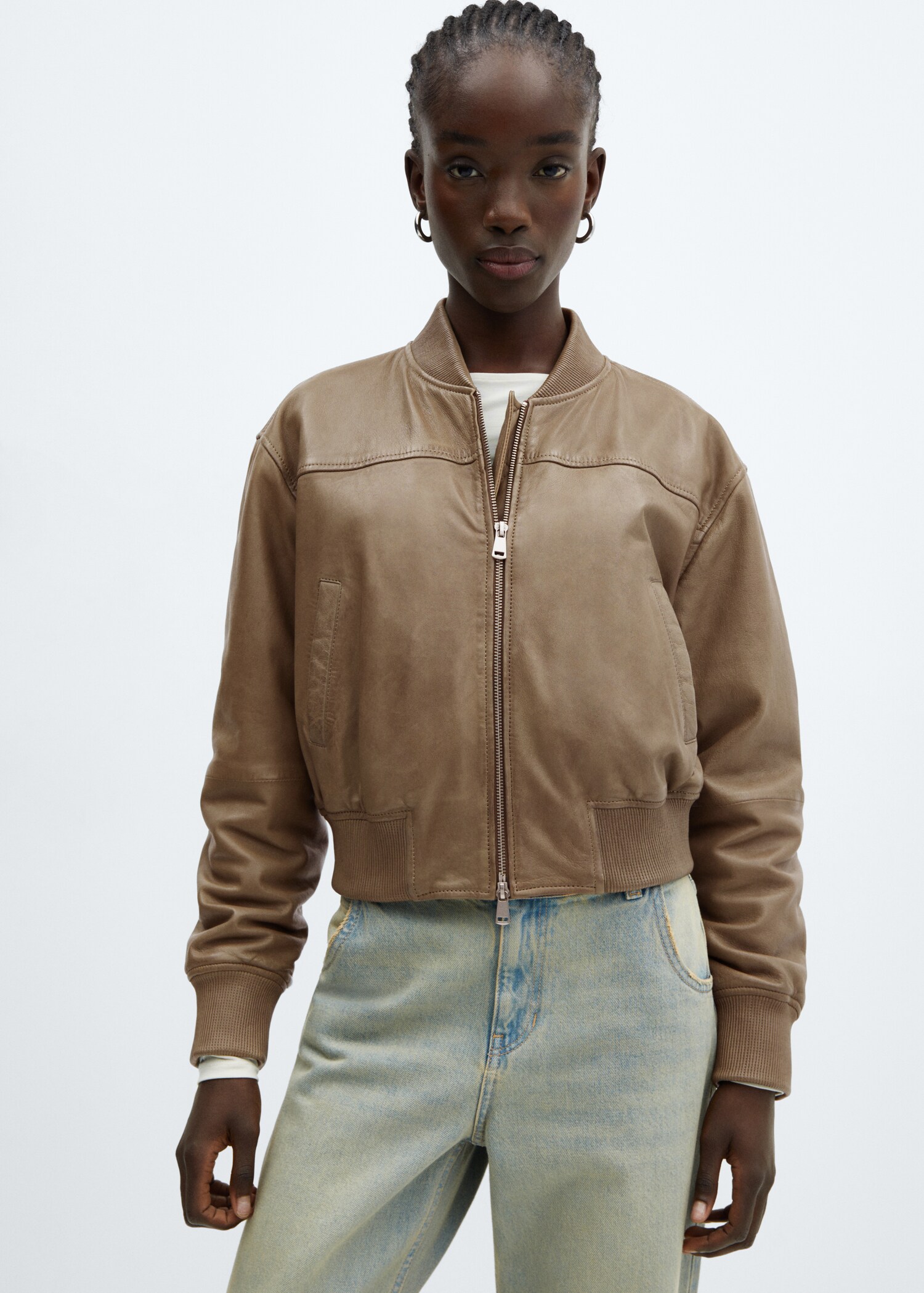 Leather bomber jacket - Medium plane